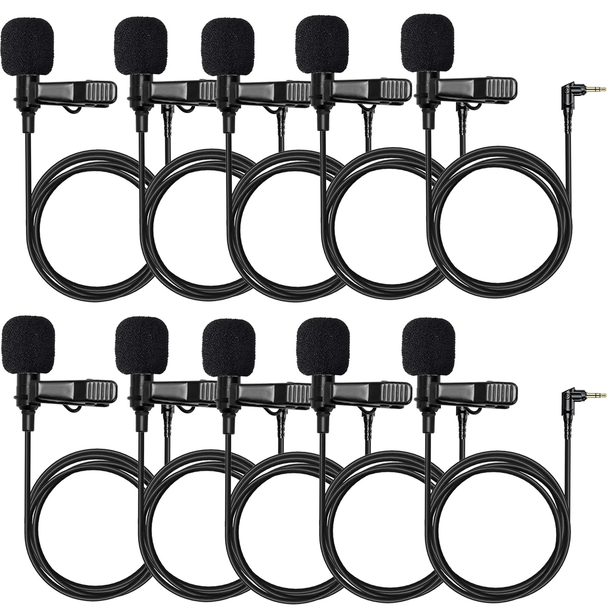10x Hollyland External Clip On Lavalier Microphone with 3.5mm Audio Jack, Compatible with Lark Max Microphone System-Black, (1 Pack)