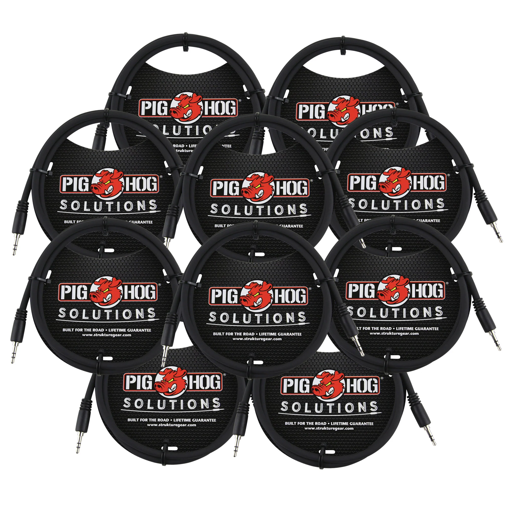 10x Pig Hog Solutions 3.5mm TRS to 3.5mm TRS Adapter Cable, 6ft