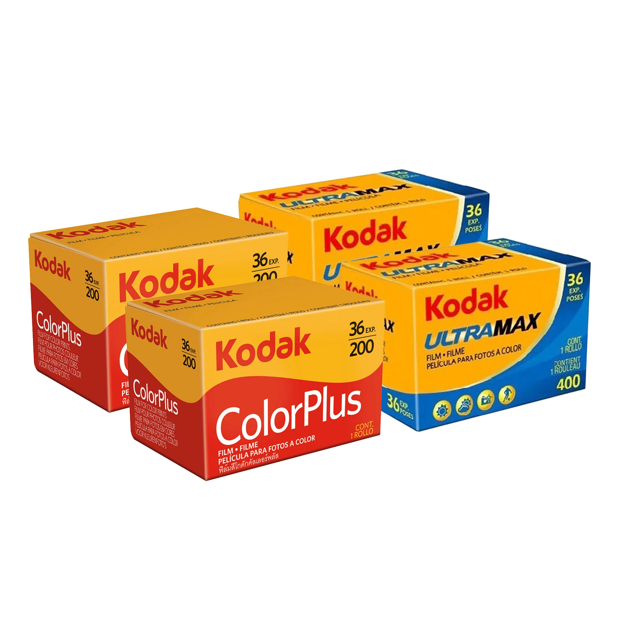 2x Kodak ColorPlus 200 Color Negative Film (35mm Roll Film, 36 Exposures) 6031470 + 2x Kodak Ultramax 400 35mm Film, 36 Exposures