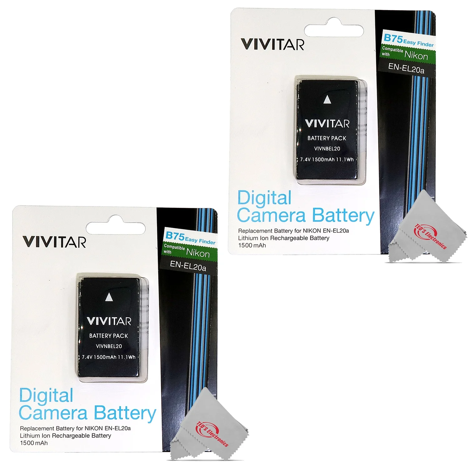Vivitar NB EL20 Replacement Battery 7.4V 1500mAh for Nikon EN-EL20a Battery for Nikon P1000 P950 J1 1 AW1 1 V3 - 2 Units - Image 2