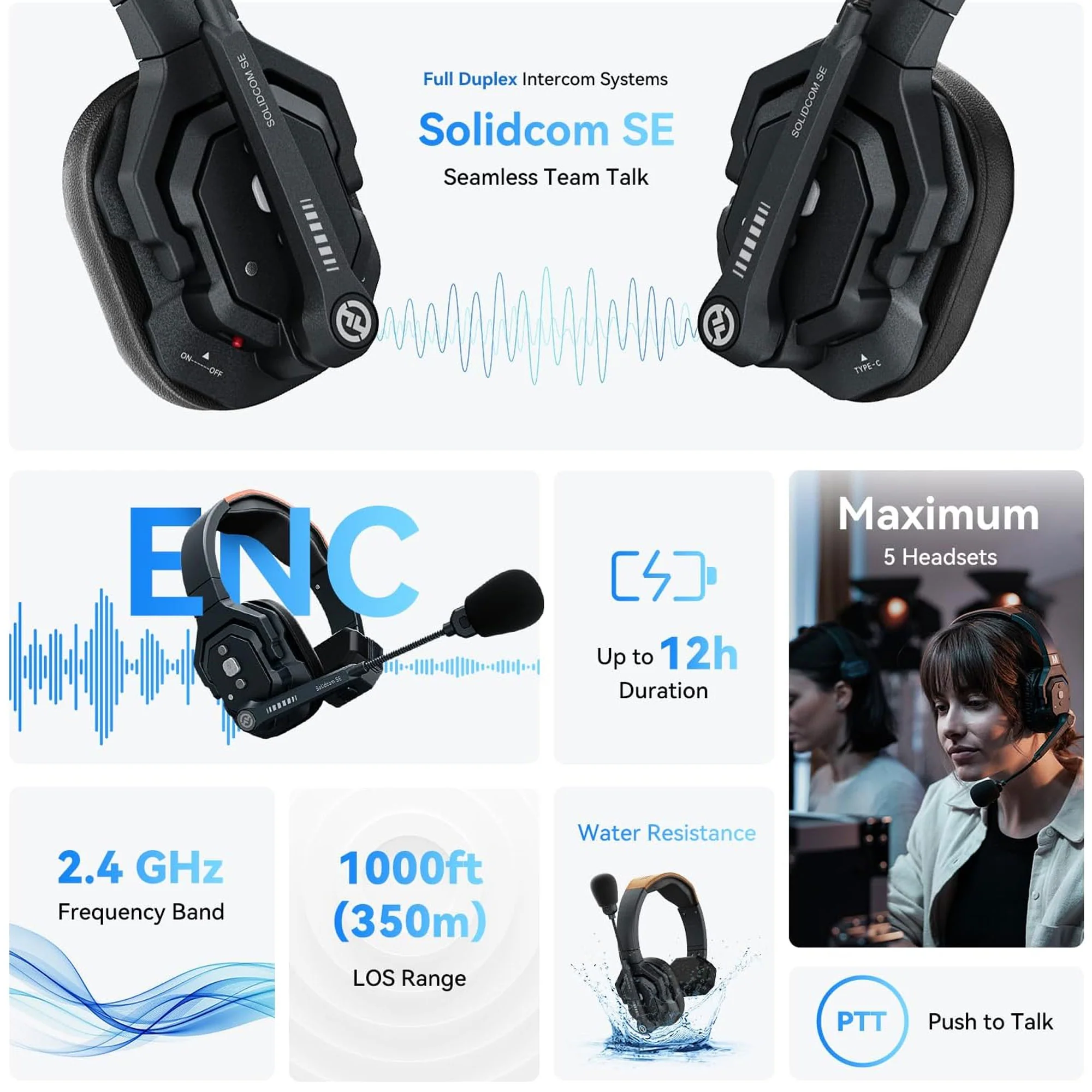 3x Hollyland Solidcom SE Global Full-Duplex Wireless Single-Ear Remote Headset (2.4 GHz) - Image 3
