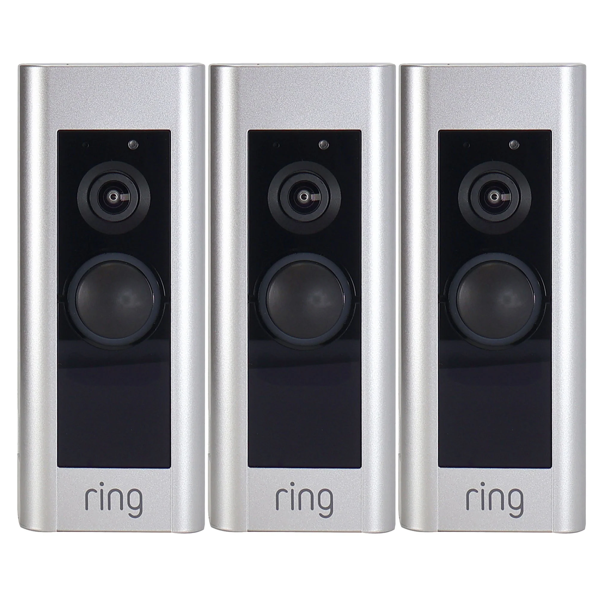3x Ring Wired Doorbell Plus Smart Wi-Fi Video Doorbell - Satin Nickel