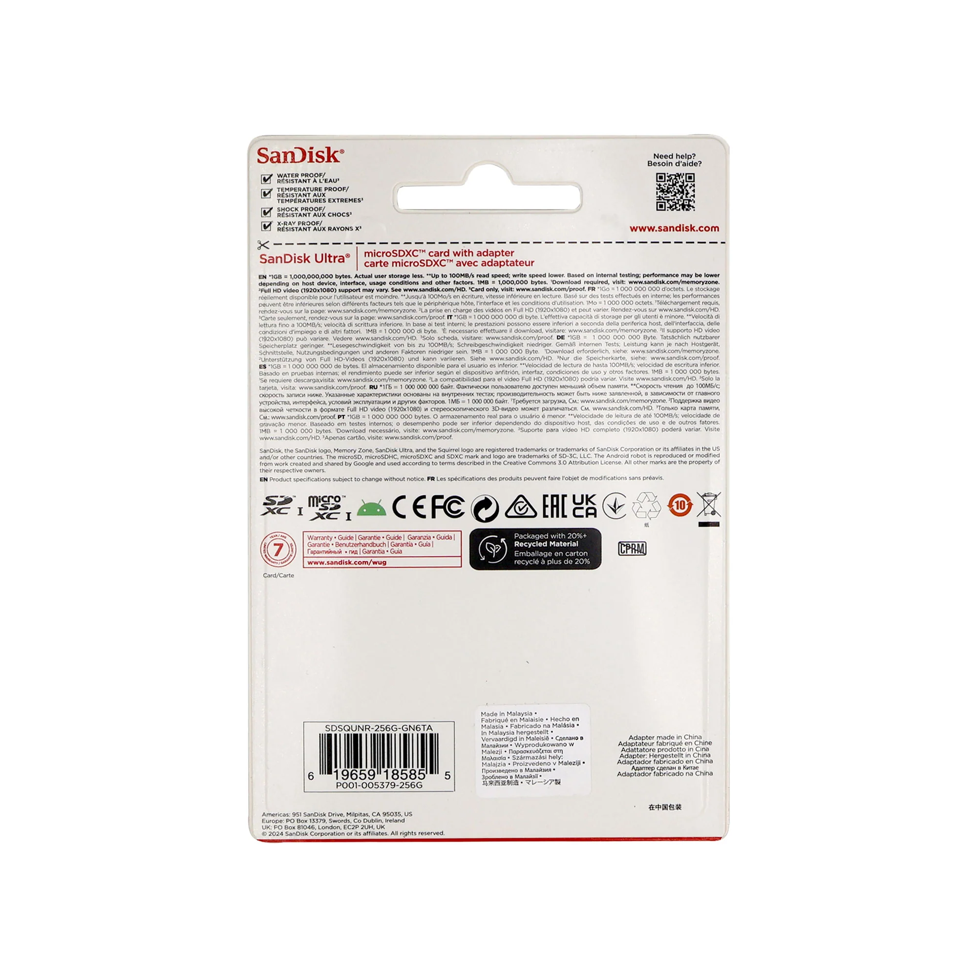 3x Sandisk Ultra 256GB 100MB/s Class 10 Micro SDXC Memory Card Full HD Video with SD Adapter - Image 3