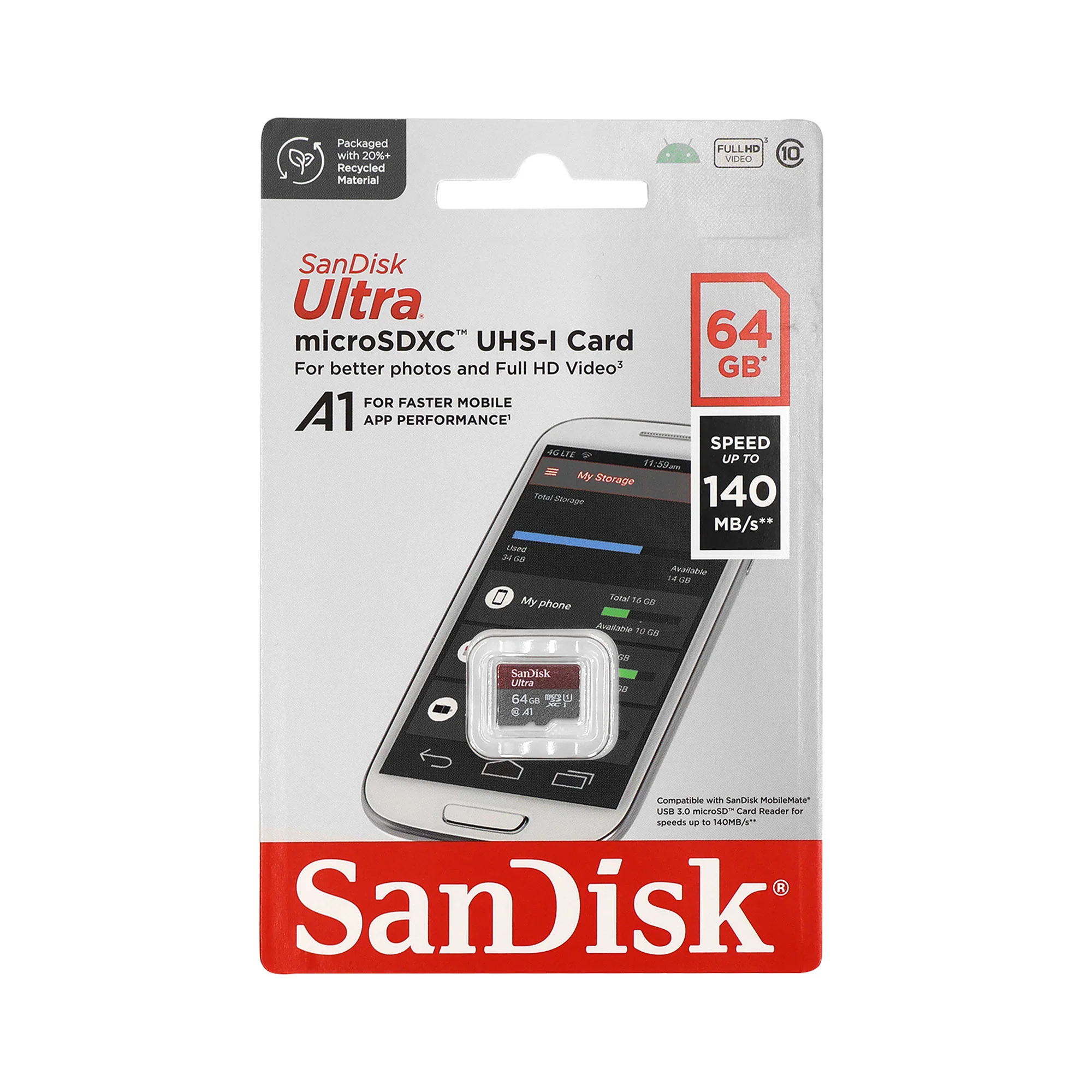 3x Sandisk Ultra microSD 64 GB 140MB/s Memory Card - Image 2