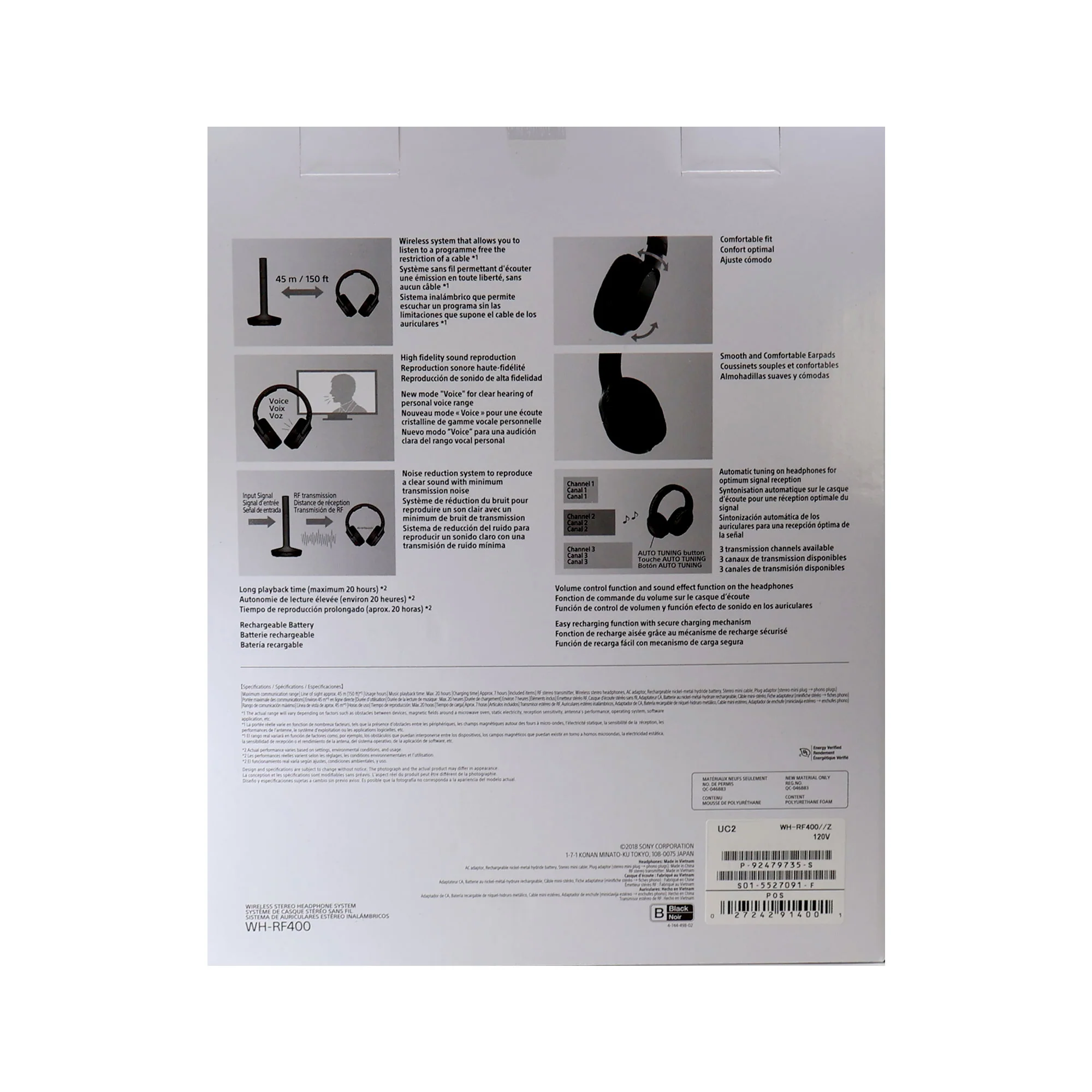 3x Sony RF400 Wireless Home Theater Headphones for Watching TV (WHRF400), Black - Image 8