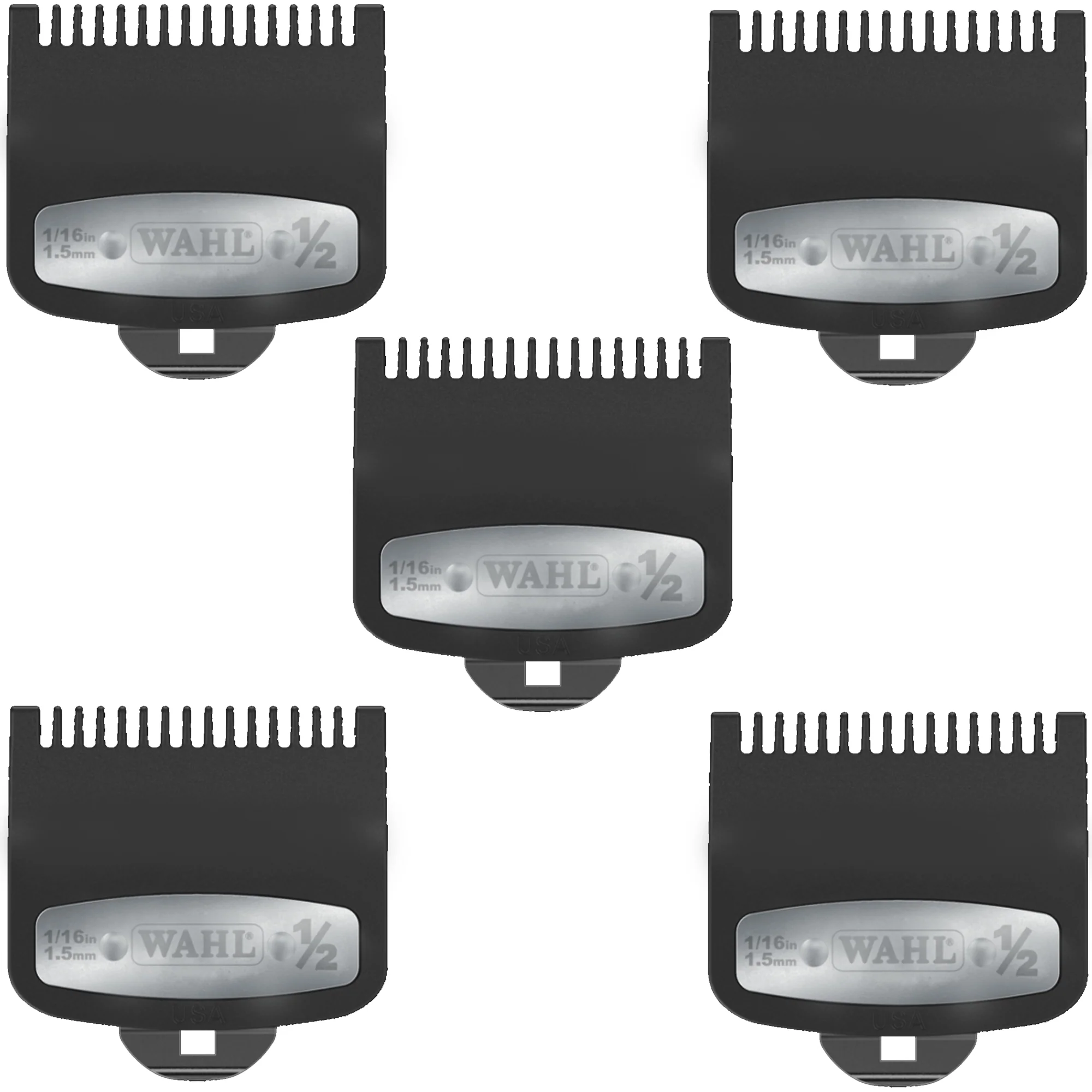 5 Packs Wahl Professional #1/2 Premium 1/16" Cutting Guide with Metal Clip #3354-1000 - Fits All Wahl Vibrator Clippers