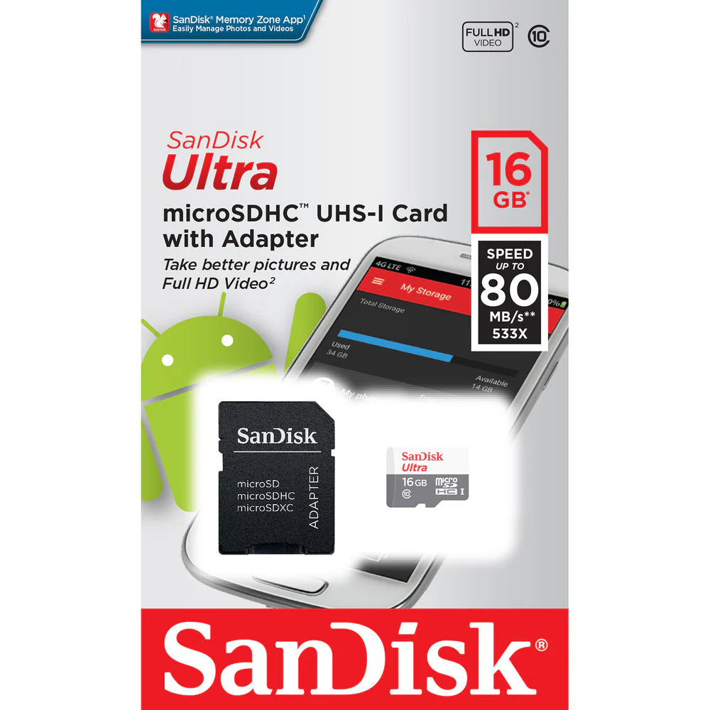 5x SanDisk 16GB Ultra UHS-I microSDHC Memory Card with SD Adapter + Card Wallet - Image 4