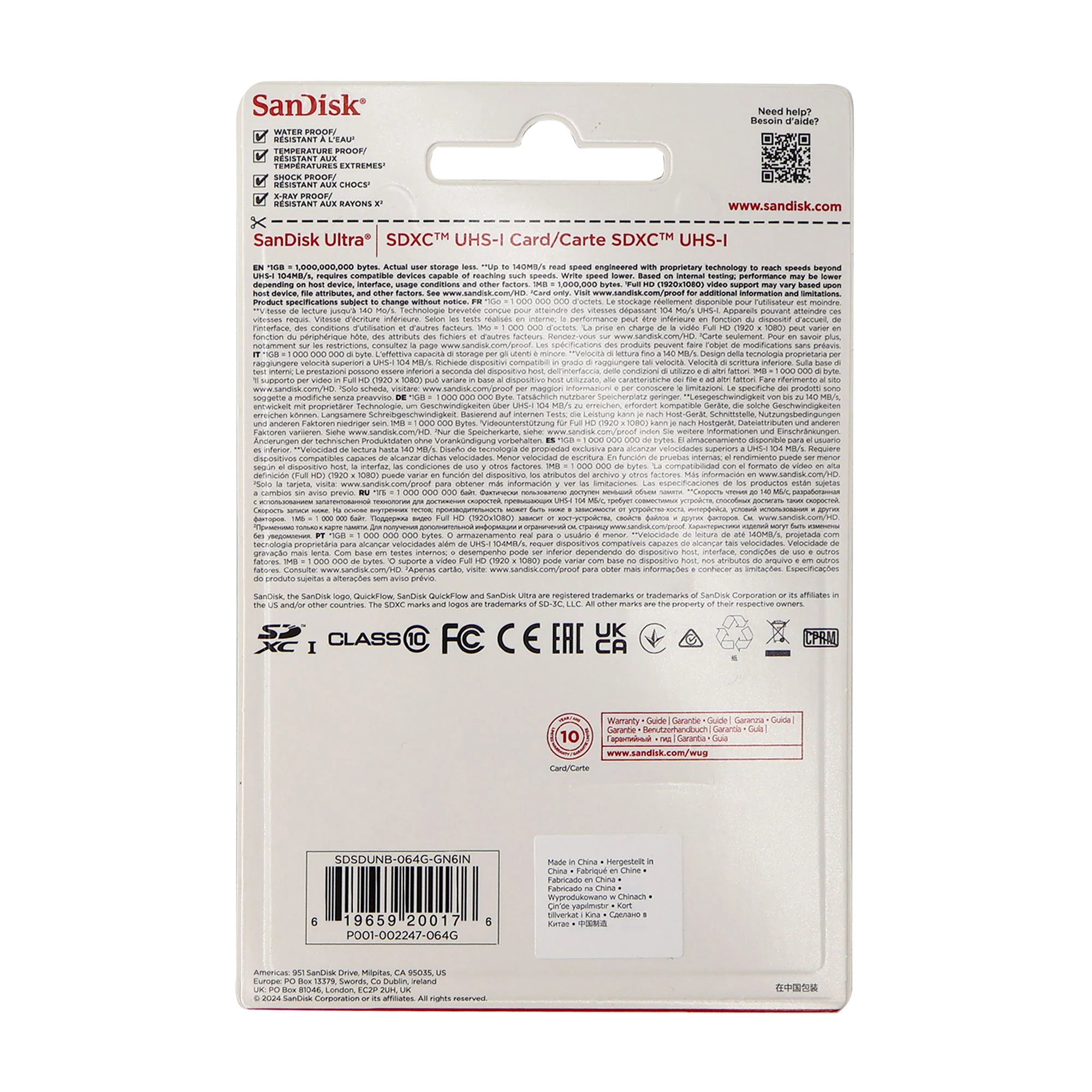 8x SanDisk 64GB Ultra SDXC UHS-I Memory Card - Up to 140MB/s, C10, U1, Full HD, SD Card - SDSDUNB-064G-GN6IN - Image 3