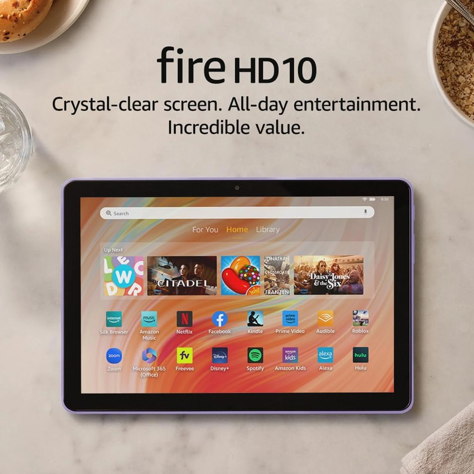 Amazon Fire HD 10 10.1" 32GB Wi-Fi Tablet, 13th Gen, Vibrant Full HD Screen, Lilac + 2-Person Wireless Mic Recording Set for Podcasters and Youtubers - Image 4