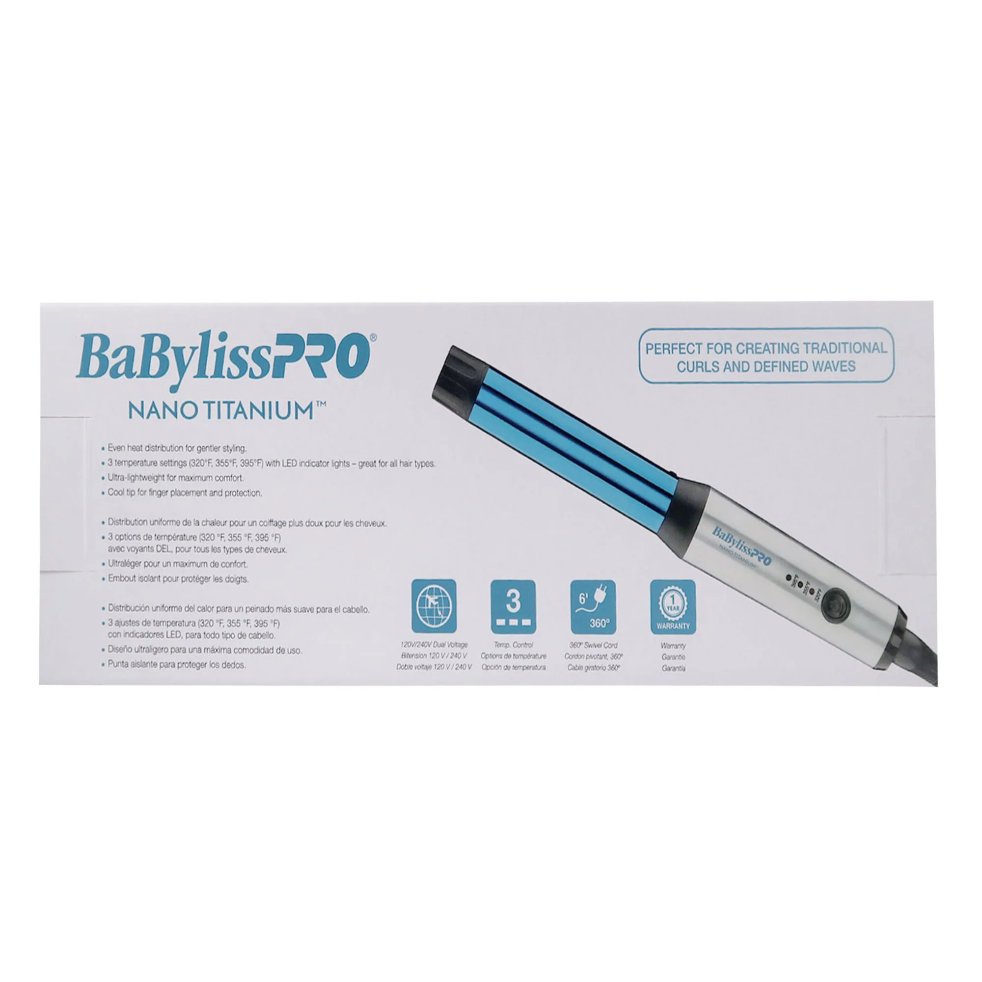 BaByliss Pro Limited-Edition Nano Titanium High-Speed Dual Ionic Dryer BNTMB9100 with Nano Titanium 1" Compact Full Power Curling Wand BNTMWUC - Image 8