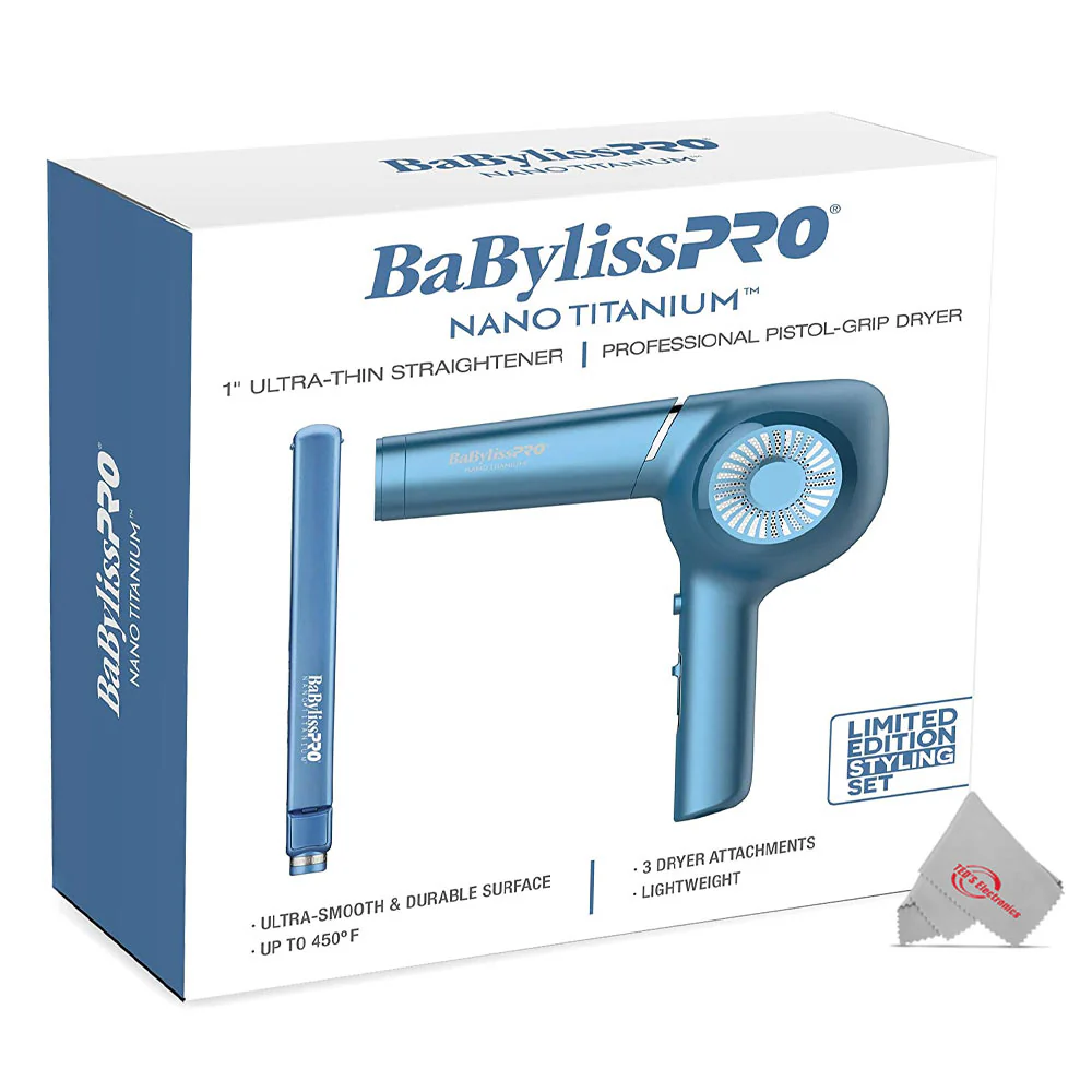 BaByliss Pro Nano Titanium 1" Ultra-Thin Straightener, Pistol-Grip Hair Dryer with BaByliss Pro Nano Titanium Vented Ionic Flat Iron 1½" BNT4093TUC - Image 7