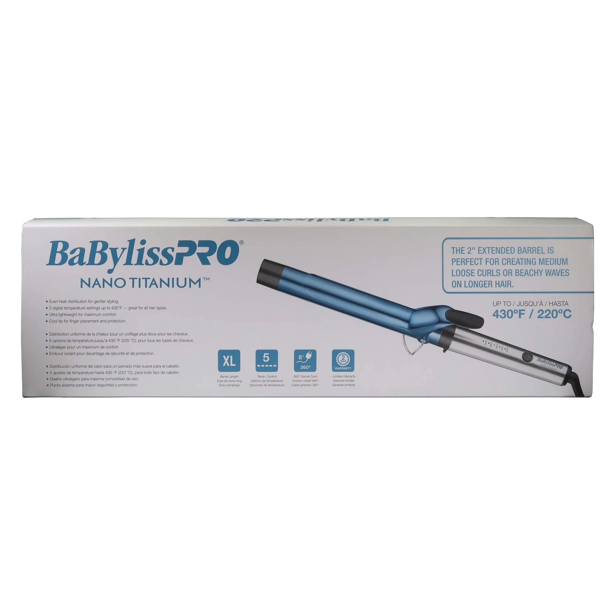 BaByliss Pro Nano Titanium Extended Barrel Curling Iron - 1" BNTW100XLUC with BaBylissPRO Nano Titanium Extended Barrel Curling Iron BNTW125XLUC - Image 4