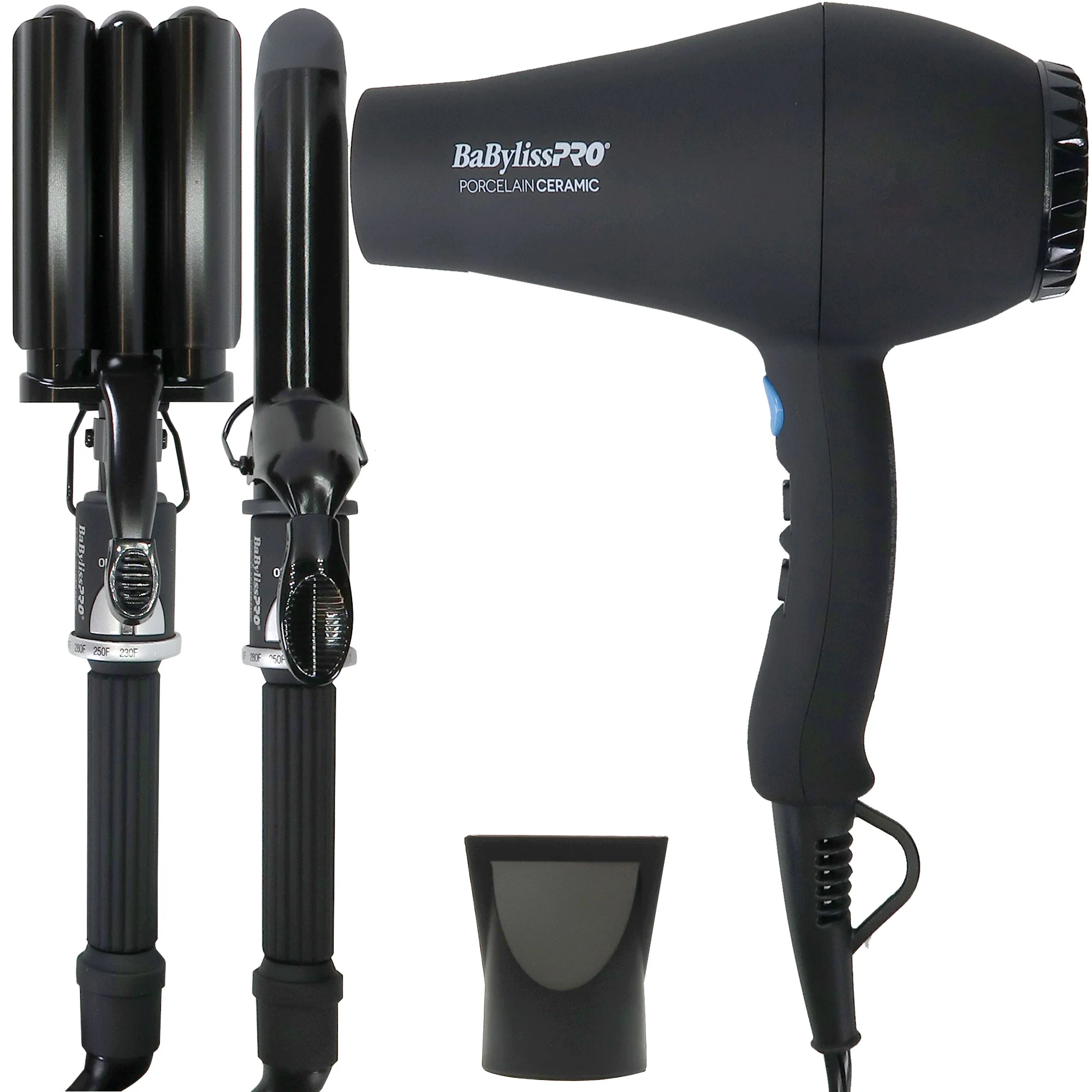 BaByliss Pro Porcelain Ceramic Gift Box (Dryer, Waver, Curling Iron) Black #BPPP7 + BaByliss Pro Studio Design Series 1.25 Inch Crimpcurl #BCI005UC - Image 3