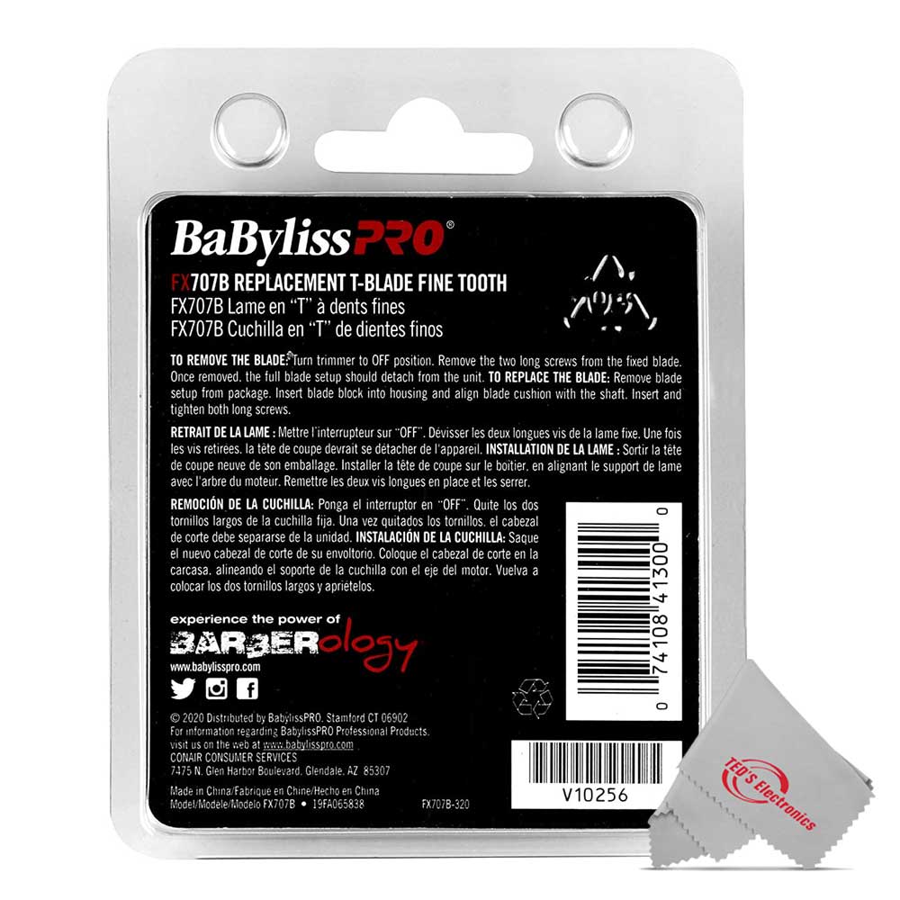 5x BaByliss Pro FX707B Fine Tooth Replacement T-Blade with Soft Knuckle Neck Brush - Image 5