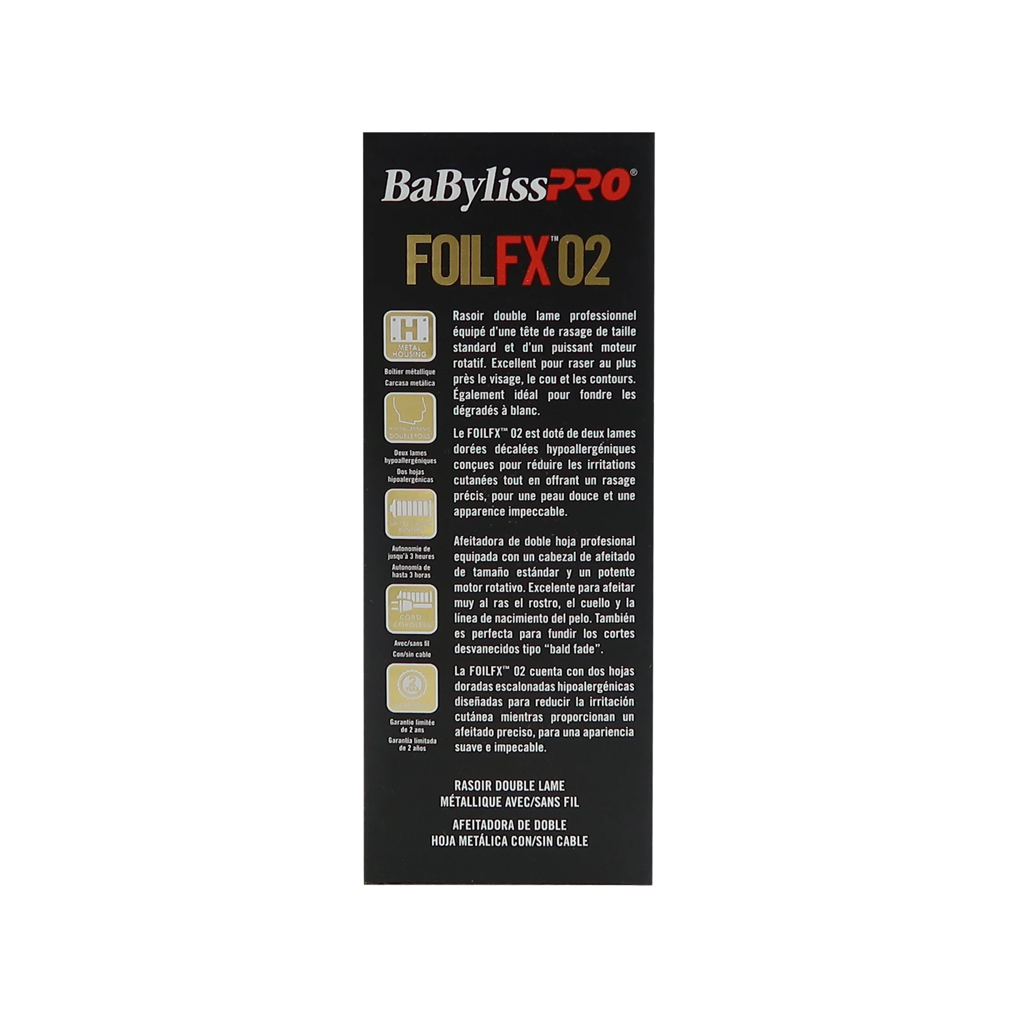 BaByliss Pro GOLDFX+ All-Metal Lithium Outlining Trimmer Gold #FX787NG with Babyliss Pro Foil Cord / Cordless Double Foil Shaver #FXFS2G - Image 11