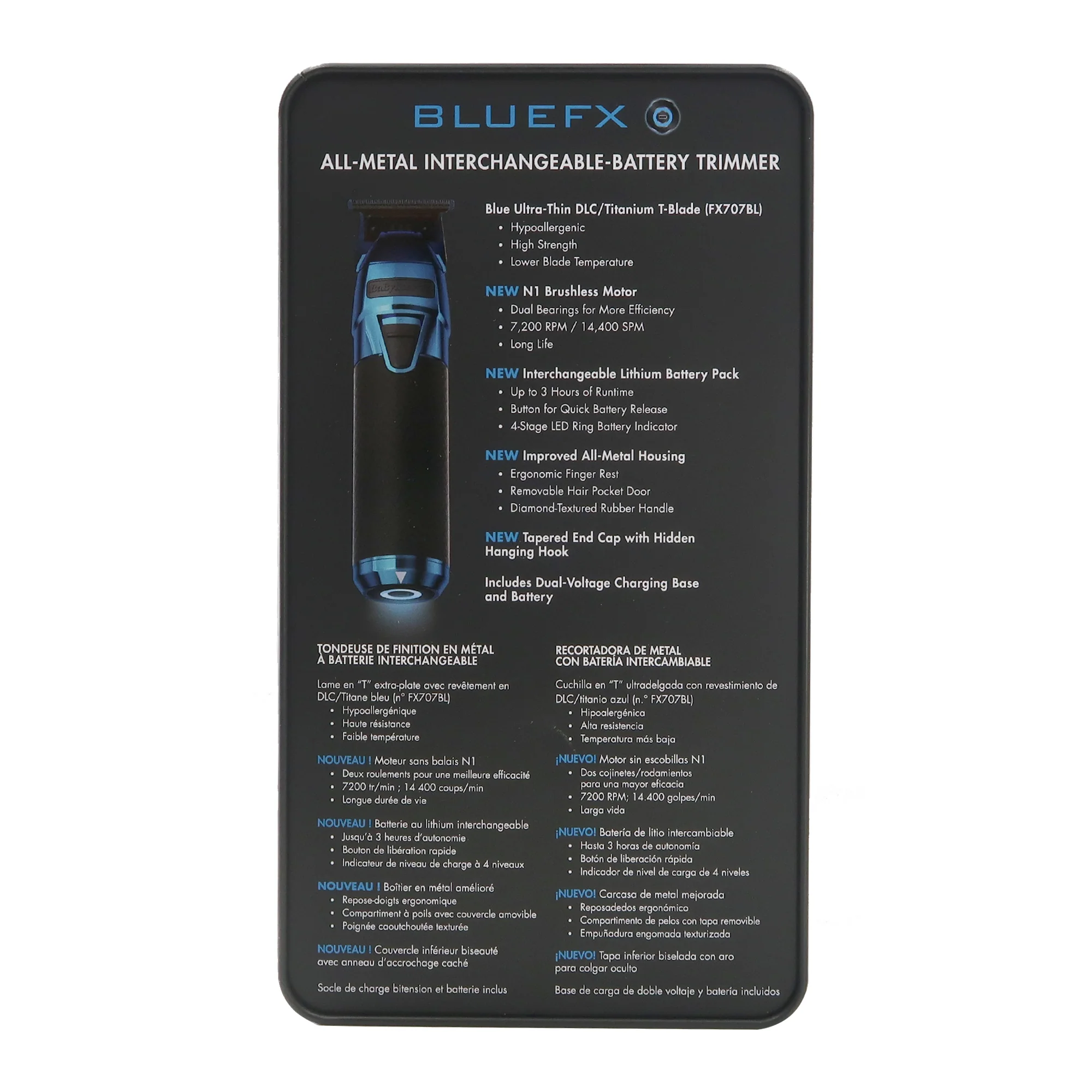 BaByliss Pro FXONE BLUEFX All-Metal Interchangeable-Battery Trimmer FX799BL with BaByliss Pro FOILFX02 Cordless Metal Double Foil Shaver FXFS2B - Image 7