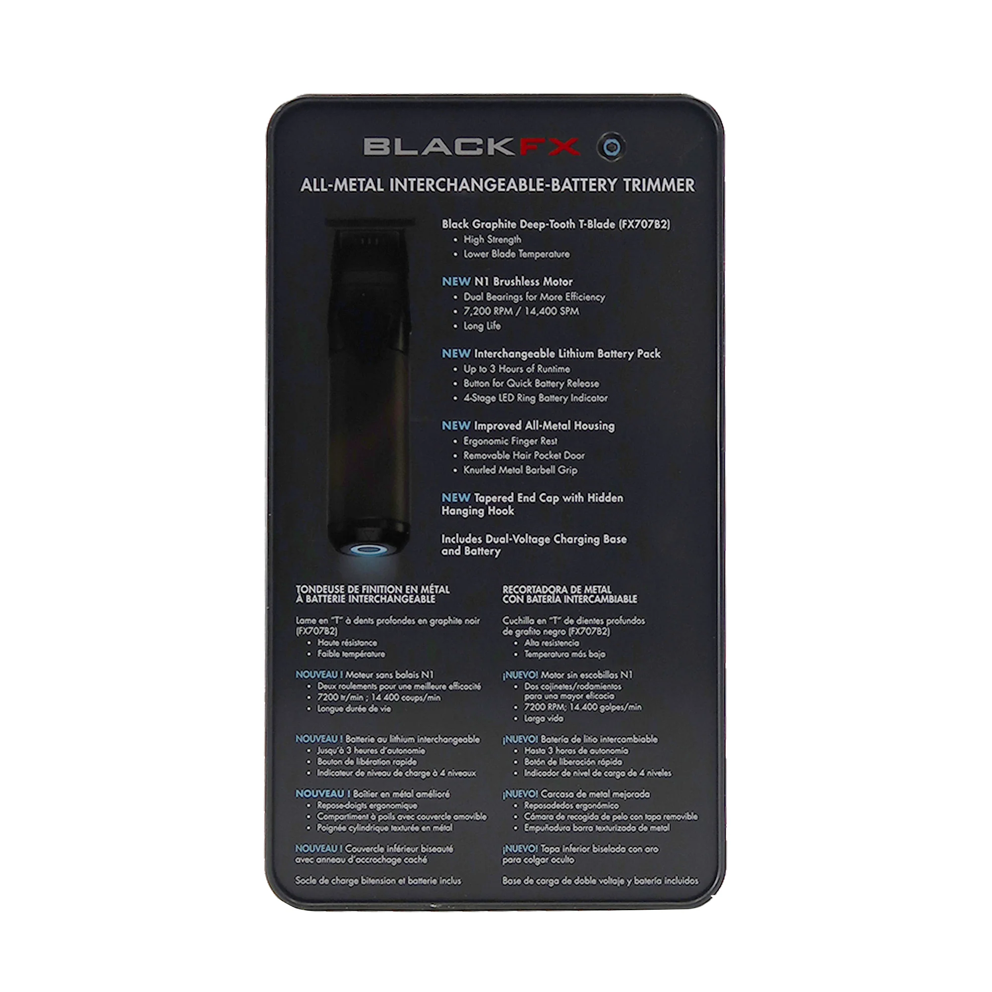 BaByliss Pro FXONE BLACKFX All-Metal Interchangeable-Battery Trimmer FX799MB with BaByliss Pro FXONE Replacement Lithium Ion Battery FXBB24 and Conair Pro Ergo-Grip Vented Brush - Image 6