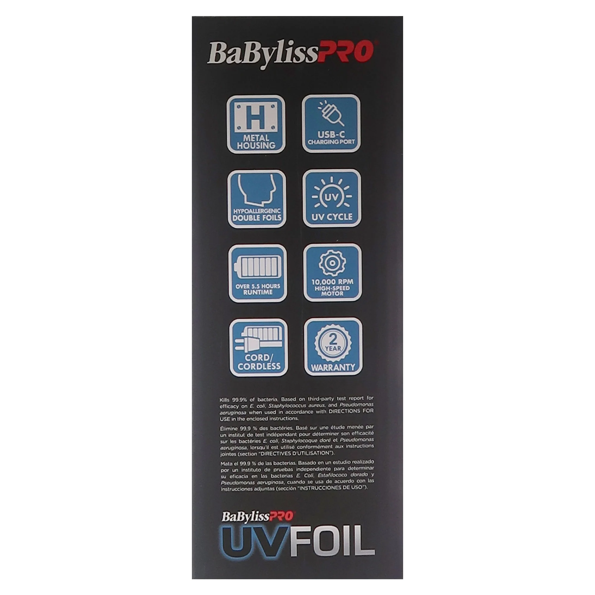 BaByliss Pro UVFOIL UV-Disinfecting Metal Double Foil Shaver #FXLFS2 (Black) with BaByliss Pro Barberology Foil Shaver Storage Case (Black) - Image 7