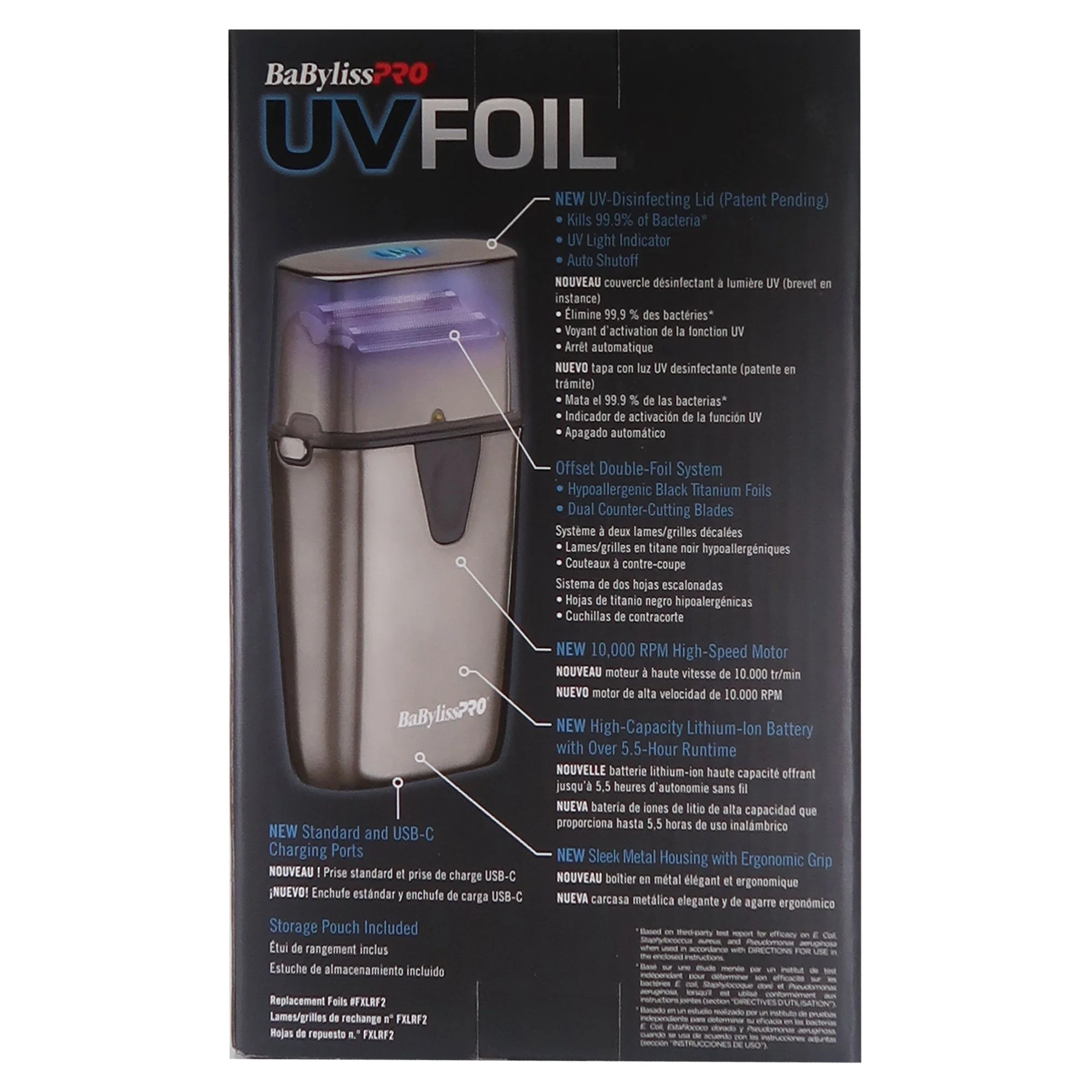 BaByliss Pro UVFOIL UV-Disinfecting Metal Double Foil Shaver #FXLFS2 (Black) with Barbers Basic Bundle - Image 6