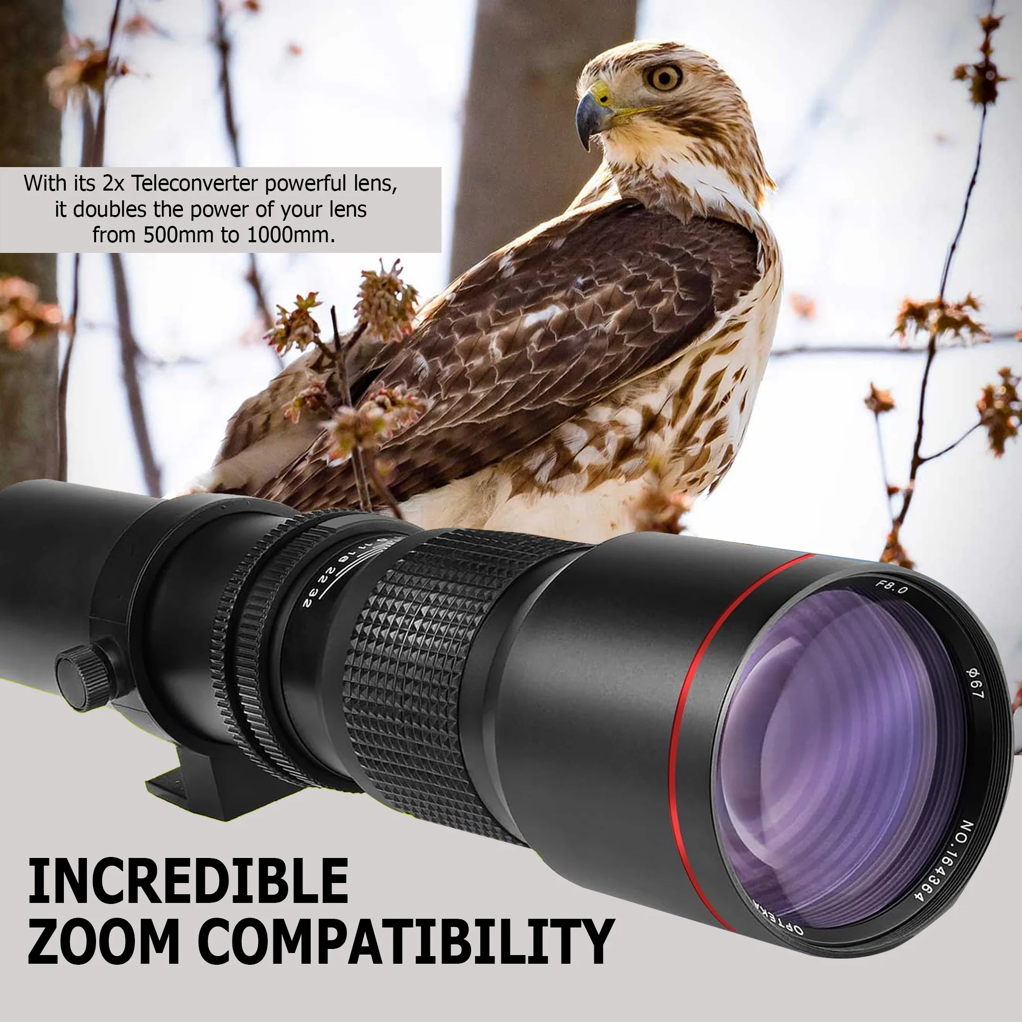 500mm/1000mm f/8 Manual Super Telephoto Lens for Sony A6500 A6400 A6300 A6100 A6000 - Image 3