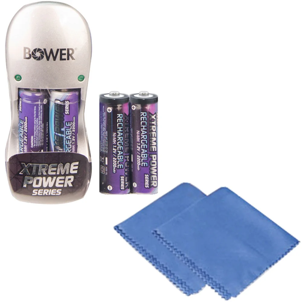 Xtreme Power Series 4AA/AAA Battery Charger + Cleaning Cloth