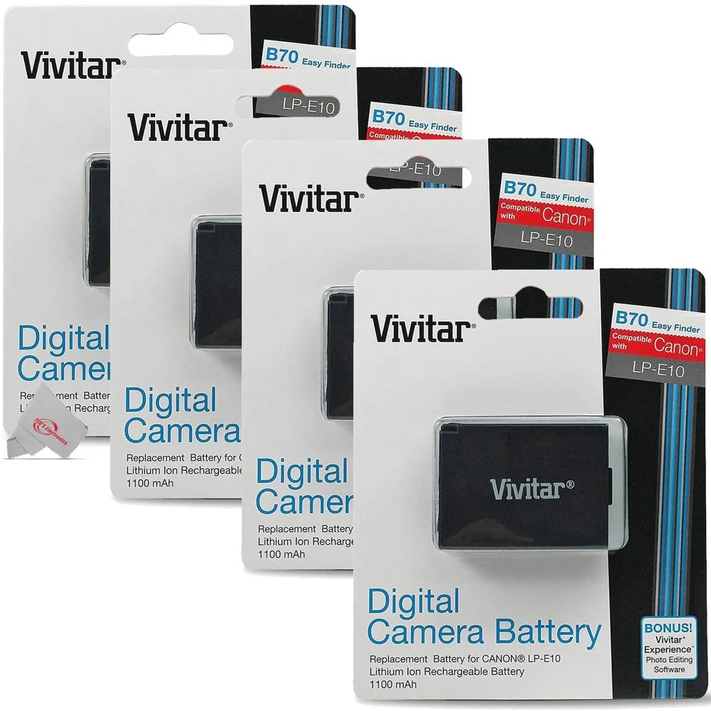 Four Vivitar Replacement Battery for Canon LP-E10 Replacement Battery