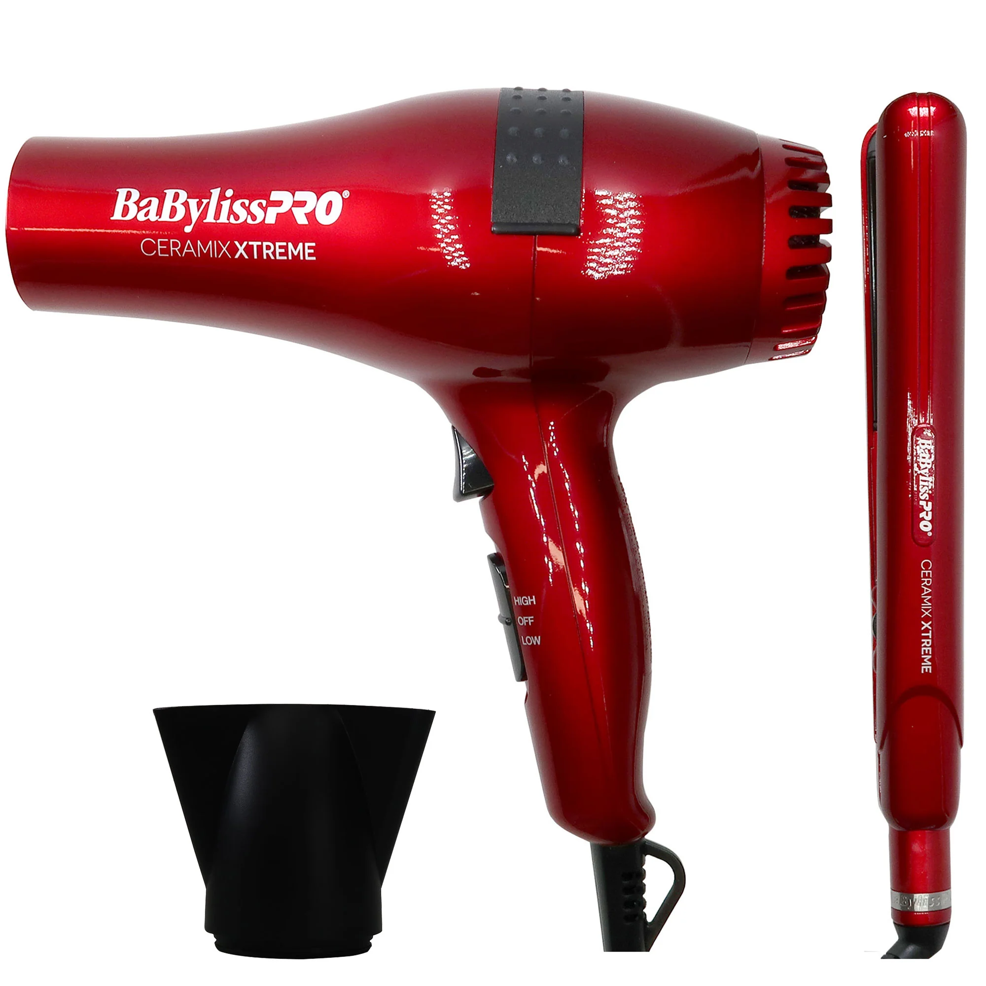 BaByliss Pro Ceramic Xtreme Limeted Edition Styling Set, Dryer & 1" Straightening Iron Red #CEPP1N