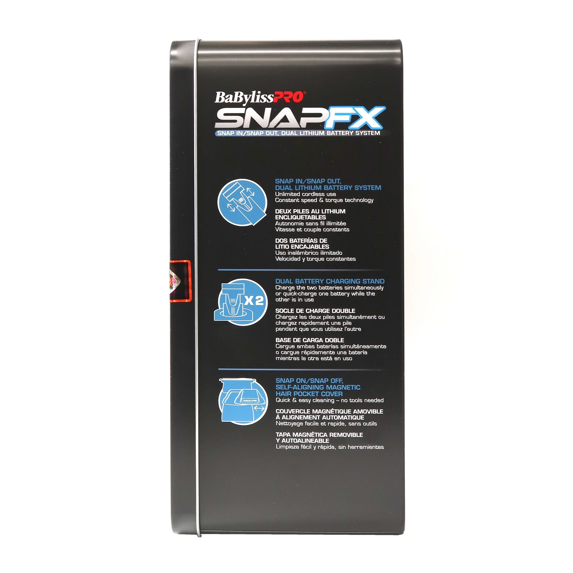 BaBylissPRO SNAPFX DLC Zero Gap Adjustable Trimmer with Snap In/Out Dual Lithium Battery System #FX797 - Image 4