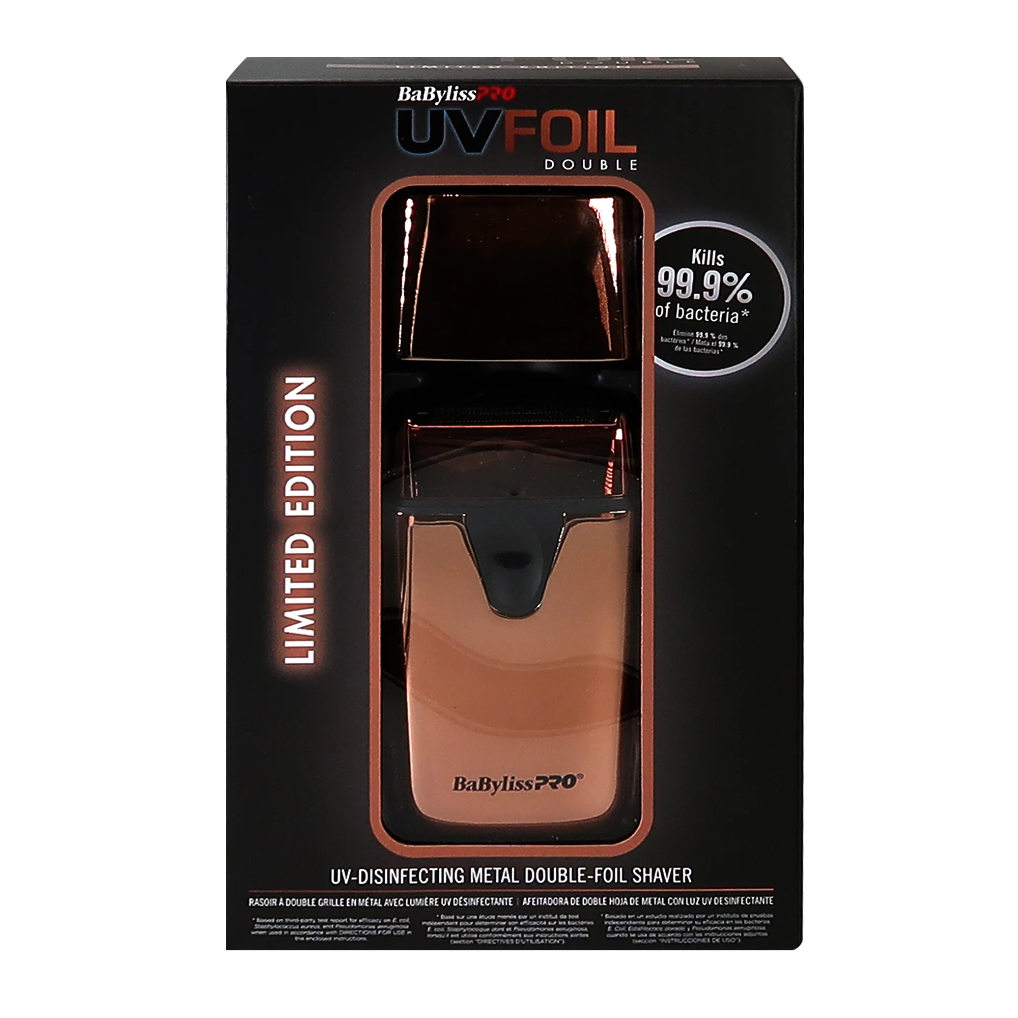 BaByliss Pro LIMITED EDITON UVFOIL UV-Disinfecting Metal Double Foil Shaver #FXLFS2RG (Rose Gold) - Image 3