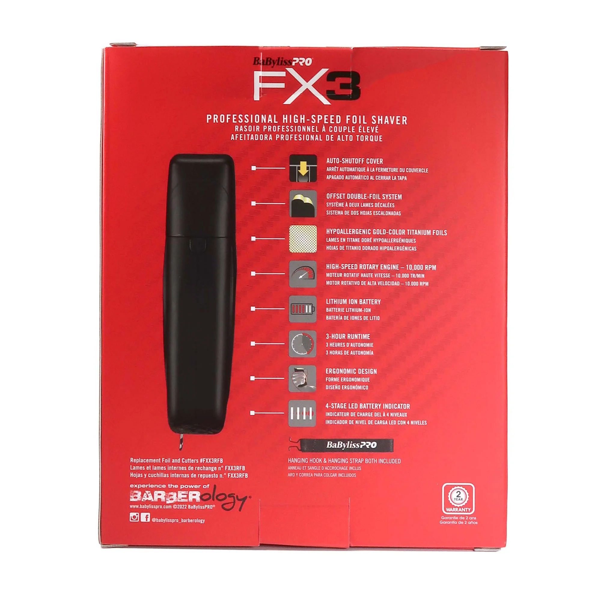 BaByliss Pro FX3 Professional High-Speed Foil Shaver - Black #FXX3SB (Dual Voltage) - Image 4