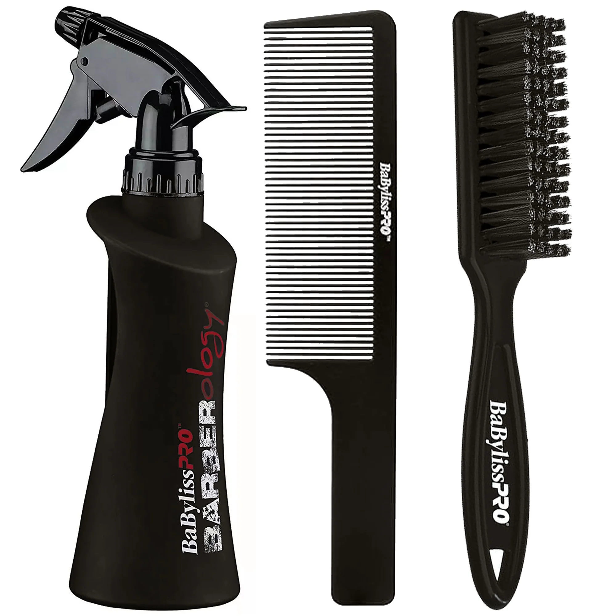 Babyliss Pro BSPRAYBOT Barberology 10oz Spray Bottle + Fade Brush BPFADEB + 9" Clipper Comb