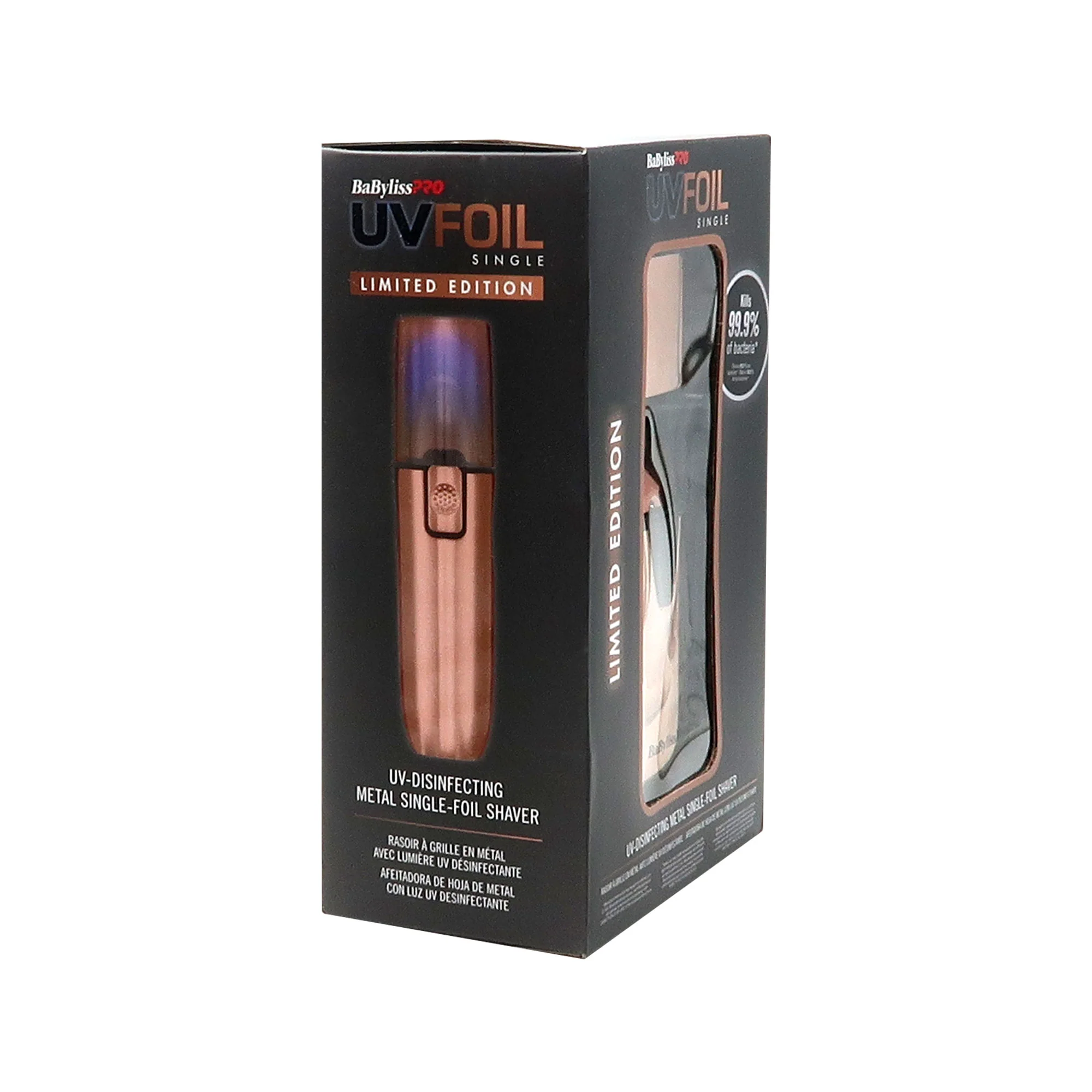Babyliss Pro FX788RG Cordless Lithium Trimmer Rose Gold with BaByliss Pro LIMITED EDITION UVFOIL UV-Disinfecting Metal Single Foil Shaver - Rose Gold #FXLFS1RG - Image 9