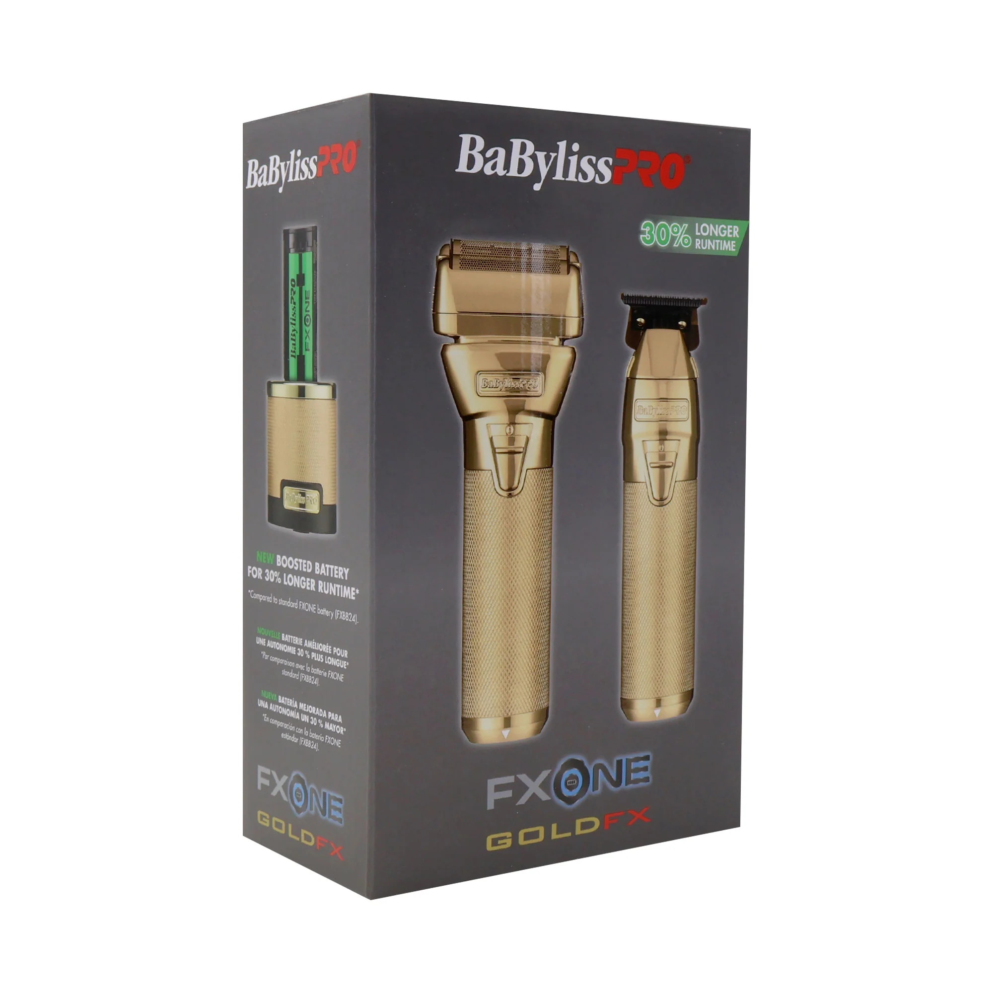 BaByliss Pro FXONE GOLDFX Limited Edition Prepack - Outlining Trimmer and Double Foil Stick Shaver (Gold) FX1FSTGPK + BaByliss Pro FXONE Dual-Charging Prepack [2 Batteries, 1 Charging Stand] #FXC2BPPK + BaBylissPRO Barberology 9 Inch Clipper Comb - Black - Image 4