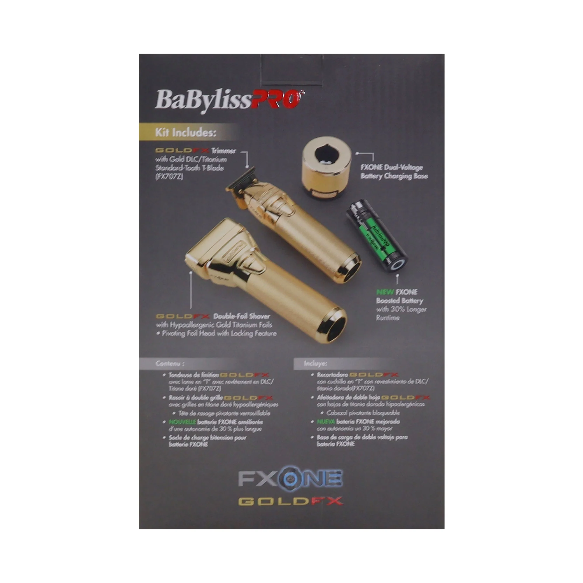 BaByliss Pro FXONE GOLDFX Limited Edition Prepack - Outlining Trimmer and Double Foil Stick Shaver (Gold) FX1FSTGPK + BaByliss Pro FXONE Dual-Charging Prepack [2 Batteries, 1 Charging Stand] #FXC2BPPK + BaBylissPRO Barberology 9 Inch Clipper Comb - Black - Image 6