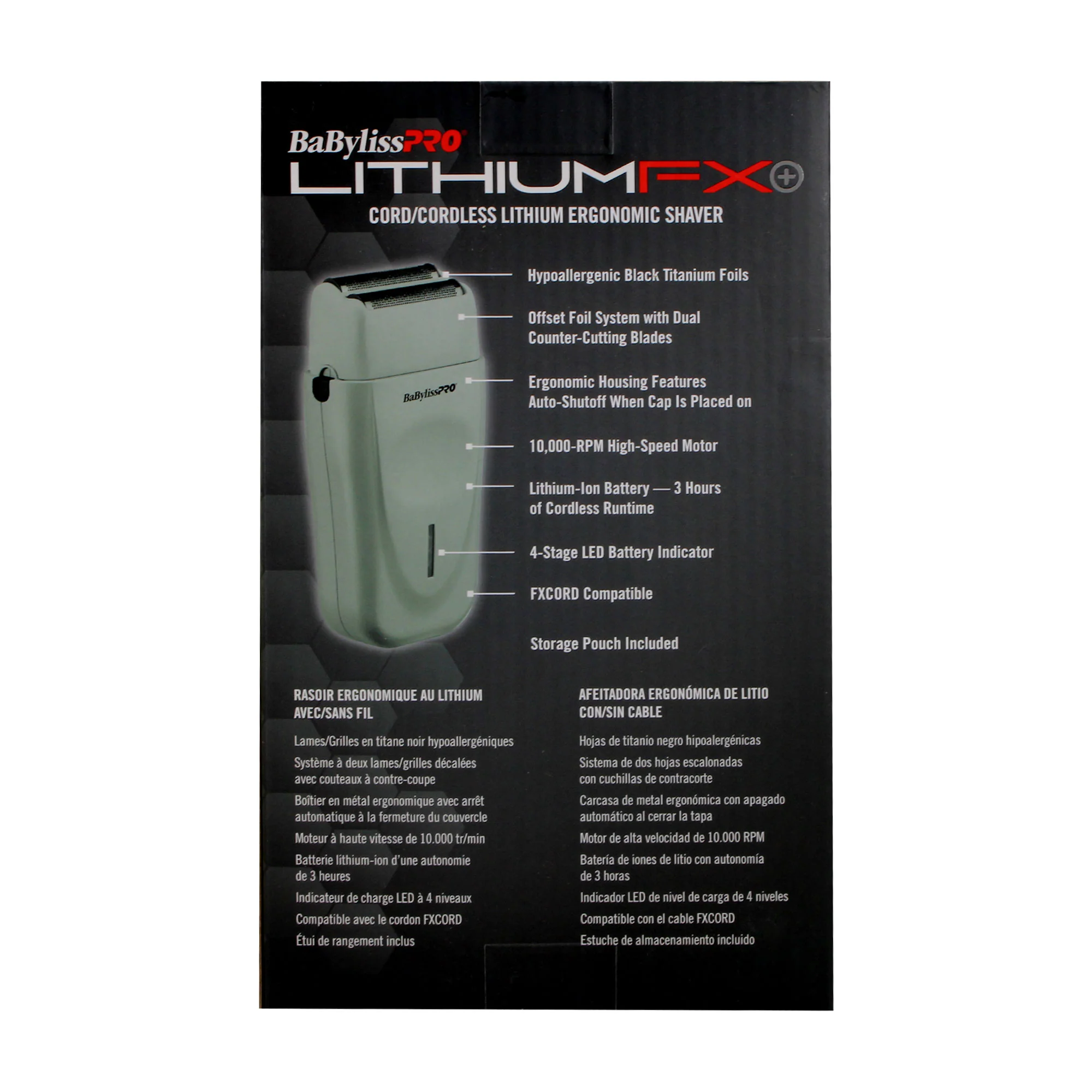 BaByliss Pro Limited Edition LithiumFX+ Cord/Cordless Lithium Ergonomic Double Foil Shaver (Gray) FXFS573GY with Barberology Comb Set - Red - Image 6