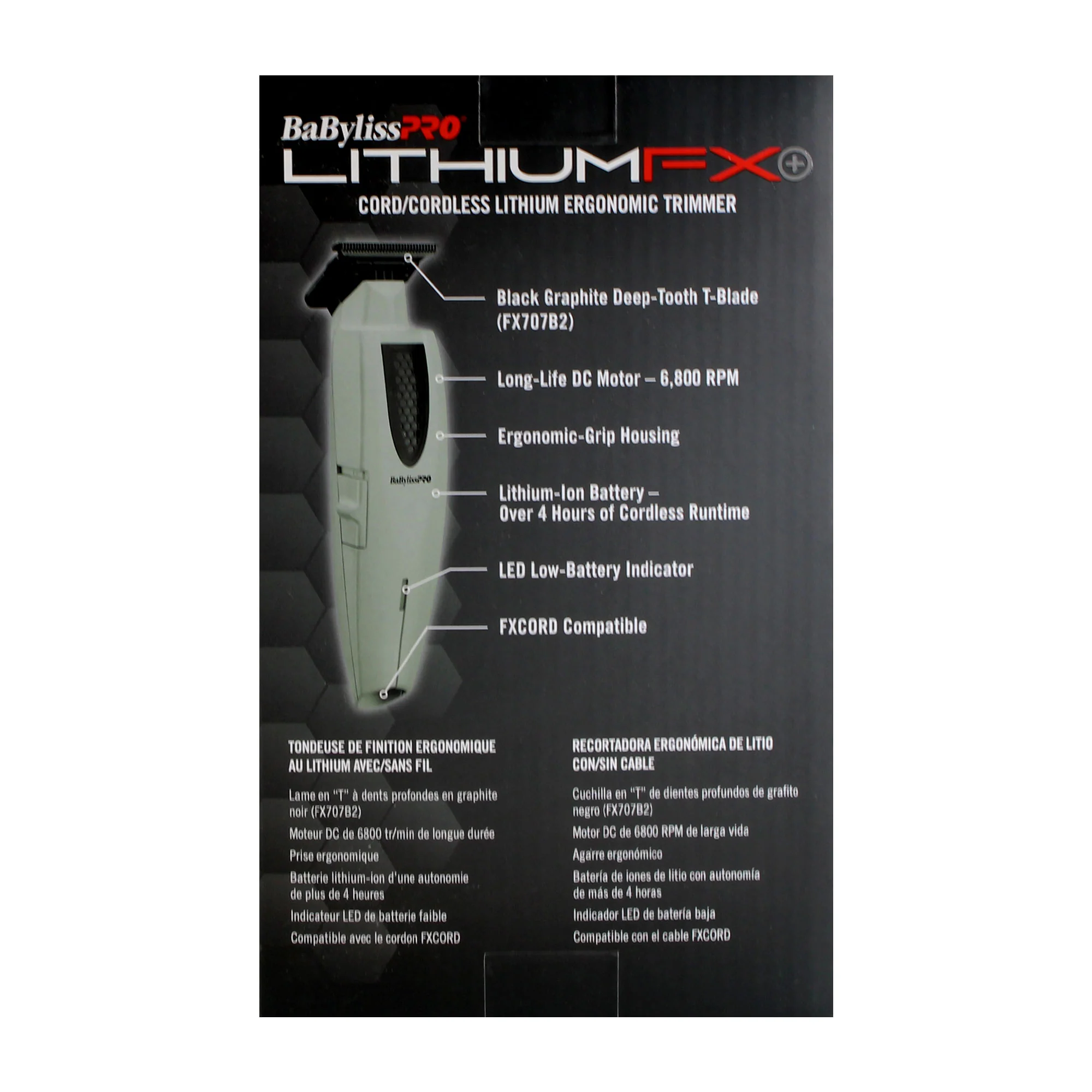 BaByliss Pro LITHIUMFX+ Limited Edition Cordless Lithium Ergonomic Trimmer (Grey) FX773NGY - Image 8