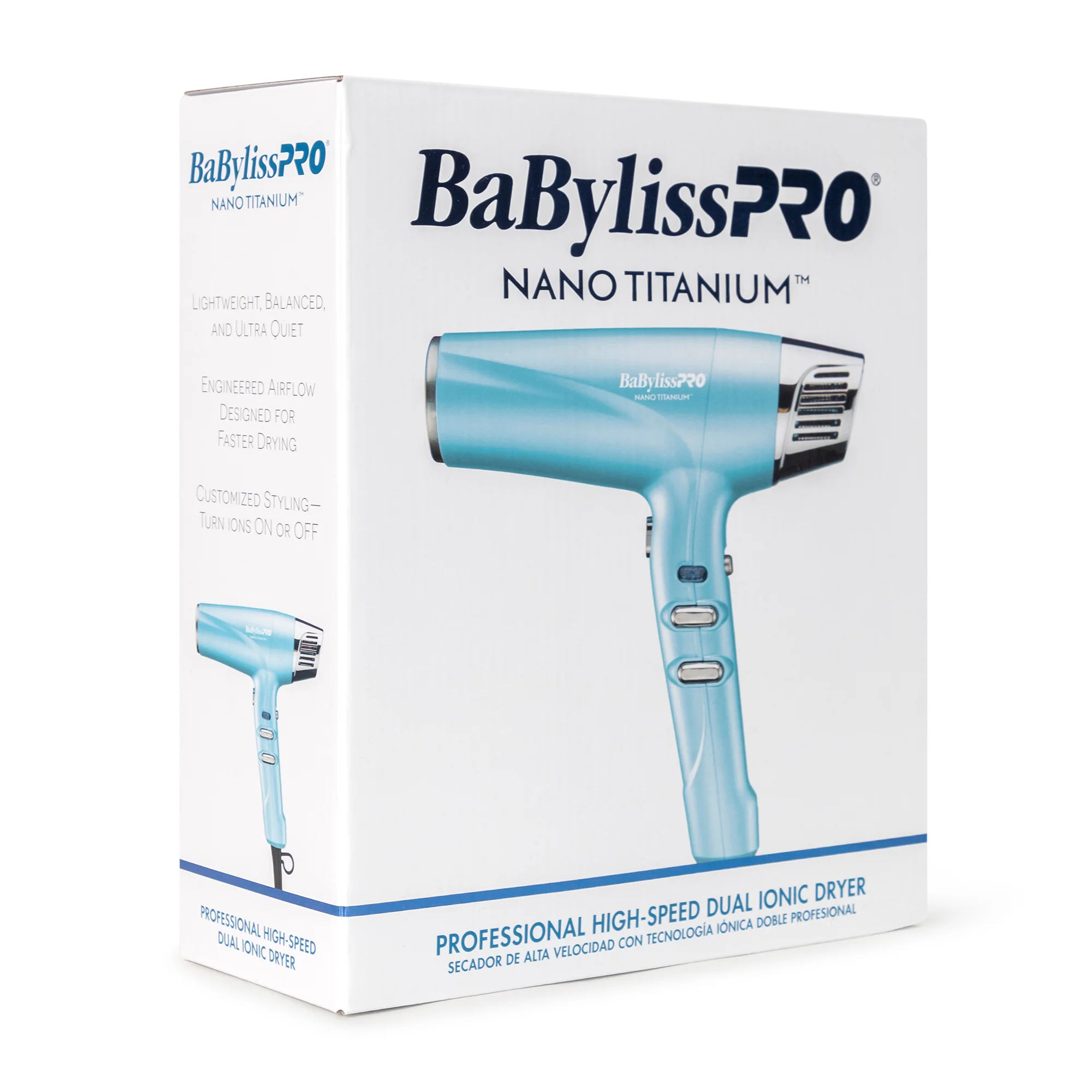 BaByliss Pro Nano Titanium High-Speed Dual Ionic Hair Dryer BNT9100 (Blue) - Image 4