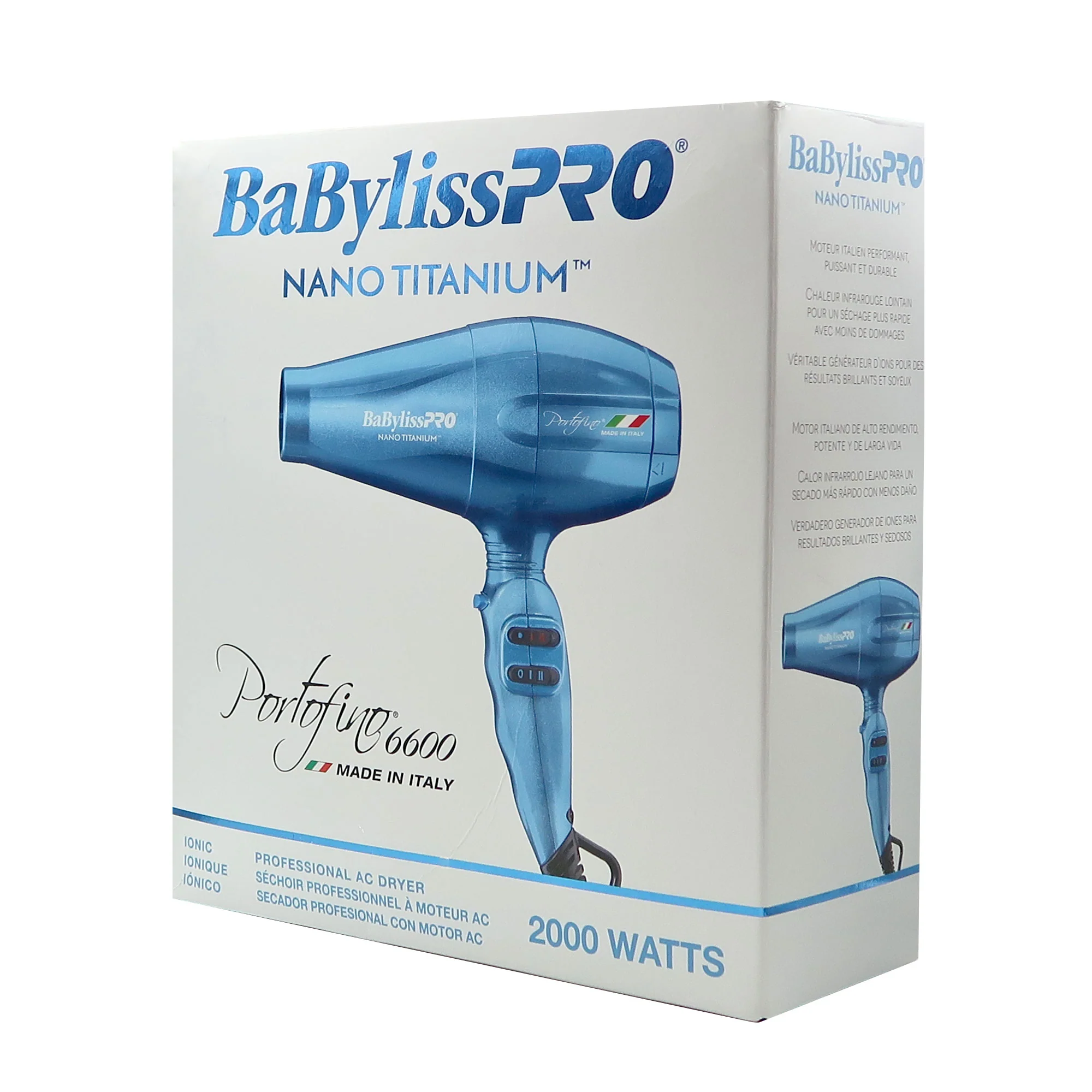 Babyliss Pro Nano Titanium Portofino 6600 Full-Size Hair Dryer Blue BNT6610N with Barberology Comb Set (Clipper, Cutting, Taper Combs) - Red - Image 5