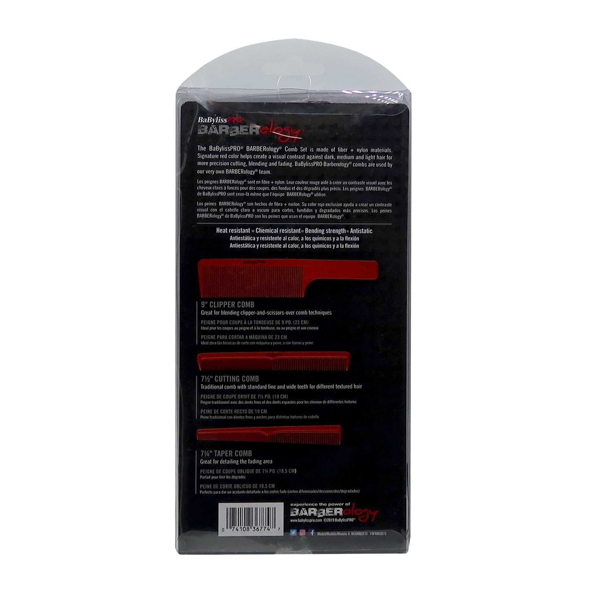 BaByliss Pro Professional Turbo Xtreme Hair Dryer BAB9400UC (Black) + Babyliss Pro Barberology Comb Set (Clipper, Cutting, Taper Combs) - Red - Image 10