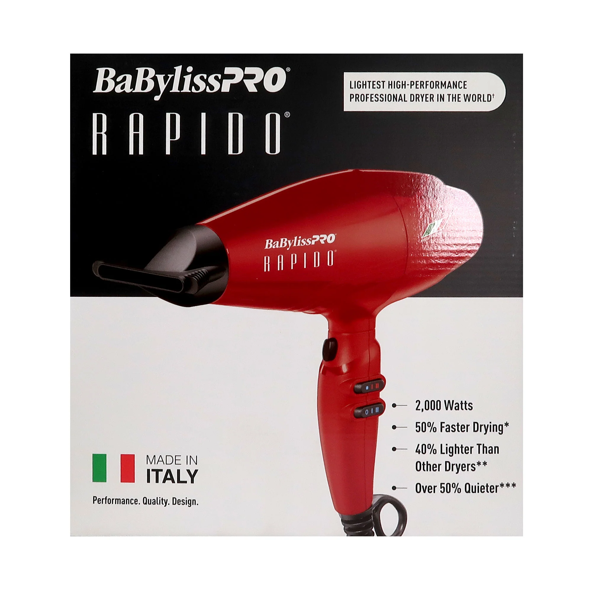 BaByliss Pro Rapido Nano Titanium Italian Performance Hair Dryer (Red) #BRRAP1 with LIMITED EDITION Nano Titanium Prima 3000 Flat Iron Midnight Purple - 1¼" #BNTP3000TUC (Dual Voltage) - Image 6