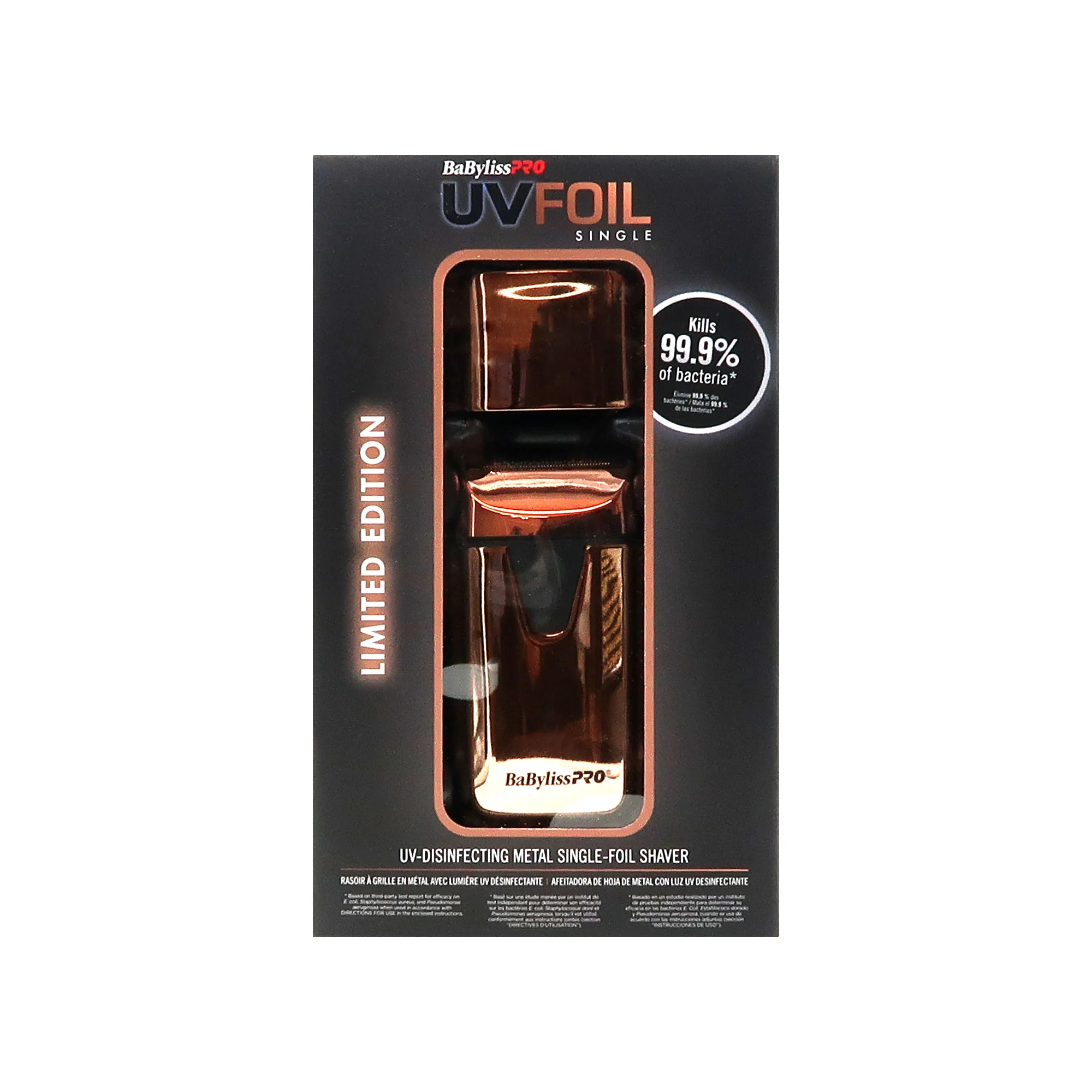 BaByliss Pro LIMITED EDITION UVFOIL UV-Disinfecting Single Foil Shaver FXLFS1RG with UVFOIL Single-Foil Shaver Replacement Kit FXLRF1RG and Apron - Image 6