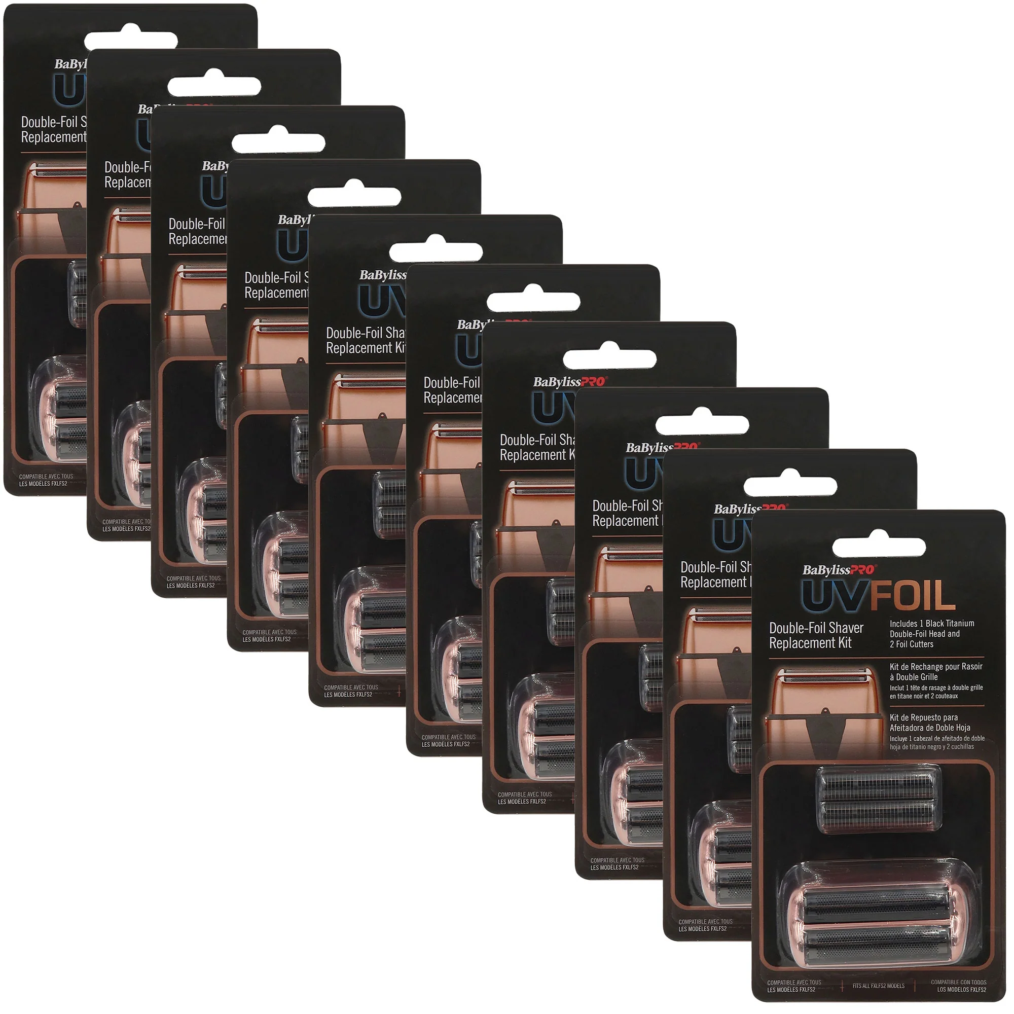 BaByliss Pro UVFOIL Double-Foil Shaver Replacement Kit (Double-Foil & 2 Cutters) - Rose Gold #FXLRF2RG - 10 Units