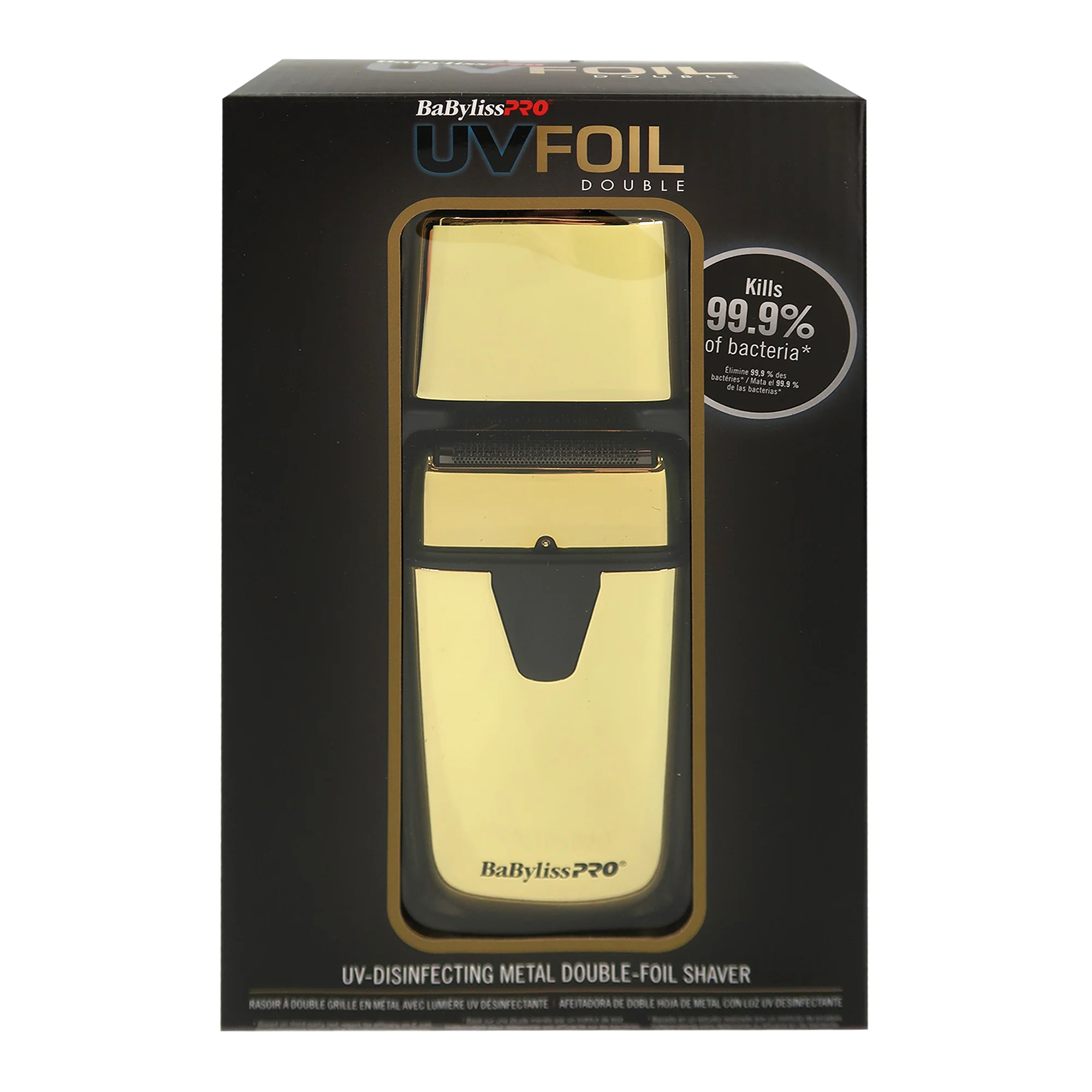 BaByliss Pro UVFOIL UV-Disinfecting Double Foil Shaver #FXLFS2G (Gold) + UVFOIL Double-Foil Shaver Replacement Kit - Gold FXLRF2G + Apron - Image 3