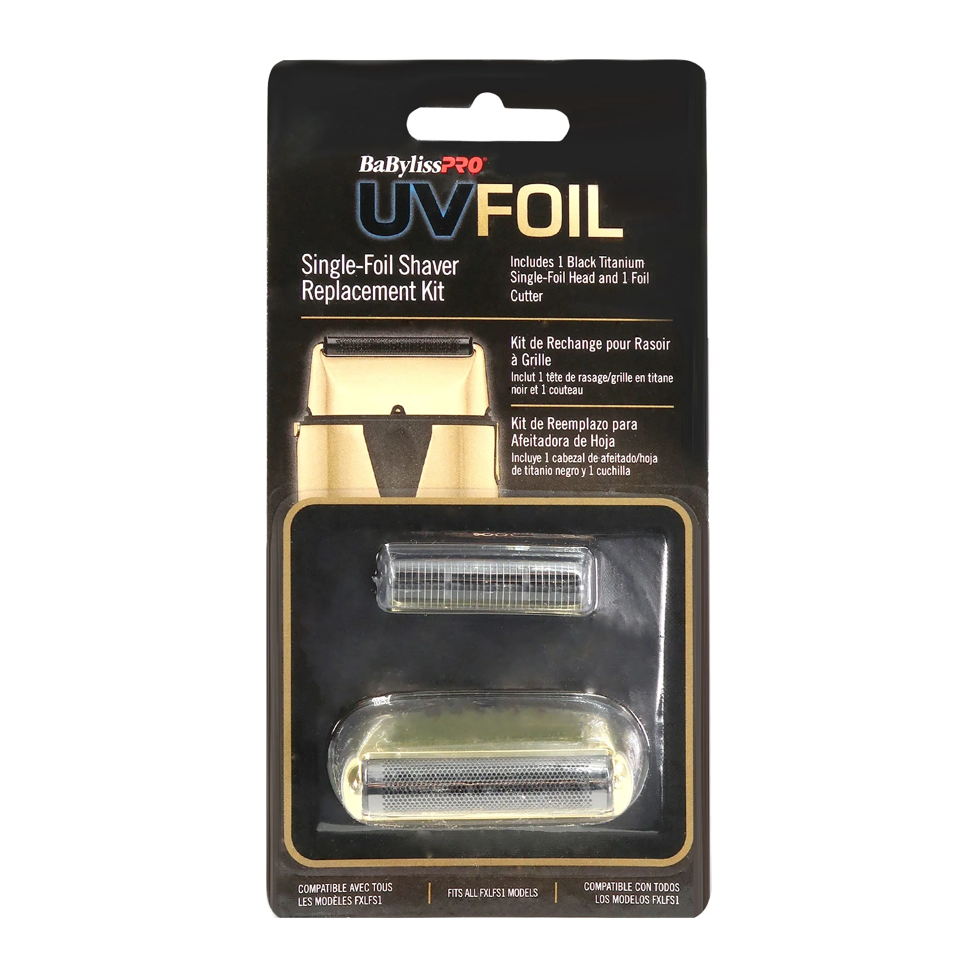 BaByliss Pro UVFOIL UV-Disinfecting Metal Single Foil Shaver Gold FXLFS1G with BaByliss Pro UVFOIL Single-Foil Shaver Replacement Kit Gold FXLRF1G and Barber Apron - Image 8