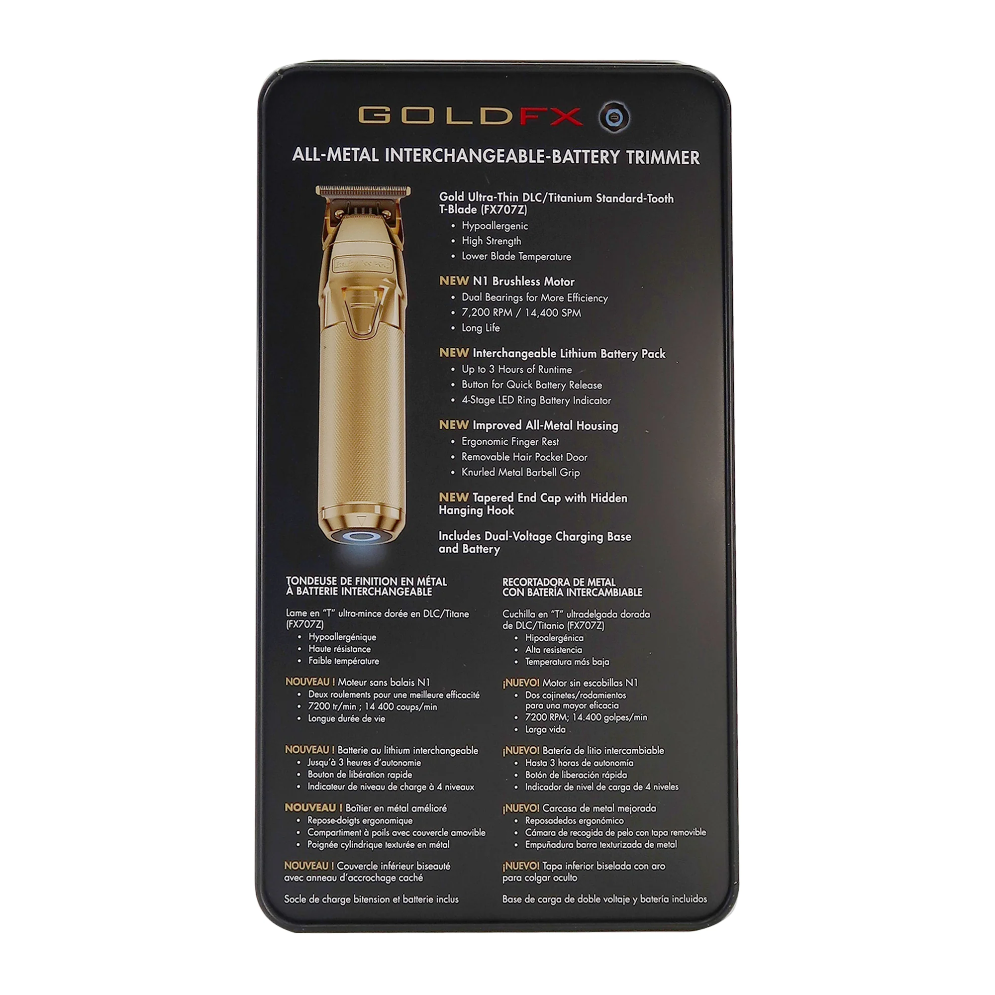 BaByliss Pro UVFOIL UV-Disinfecting Metal Single Foil Shaver - Gold #FXLFS1G with BaByliss Pro FXONE GOLDFX All-Metal Interchangeable-Battery Trimmer #FX799G - Image 6