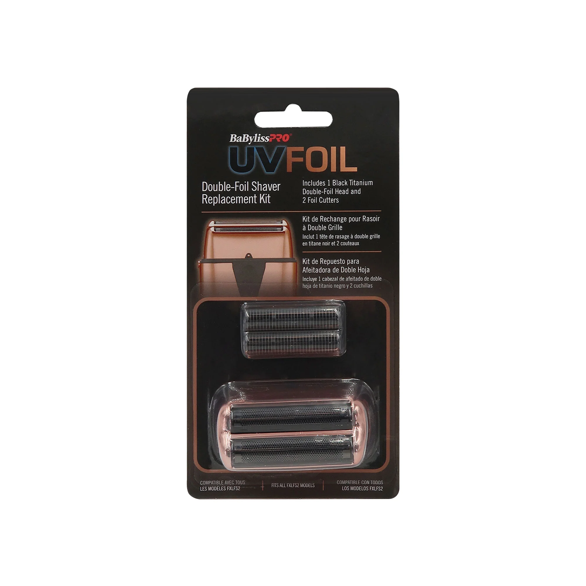 BaByliss Pro UVFOIL Double-Foil Shaver Replacement Kit (Double-Foil & 2 Cutters) - Rose Gold #FXLRF2RG