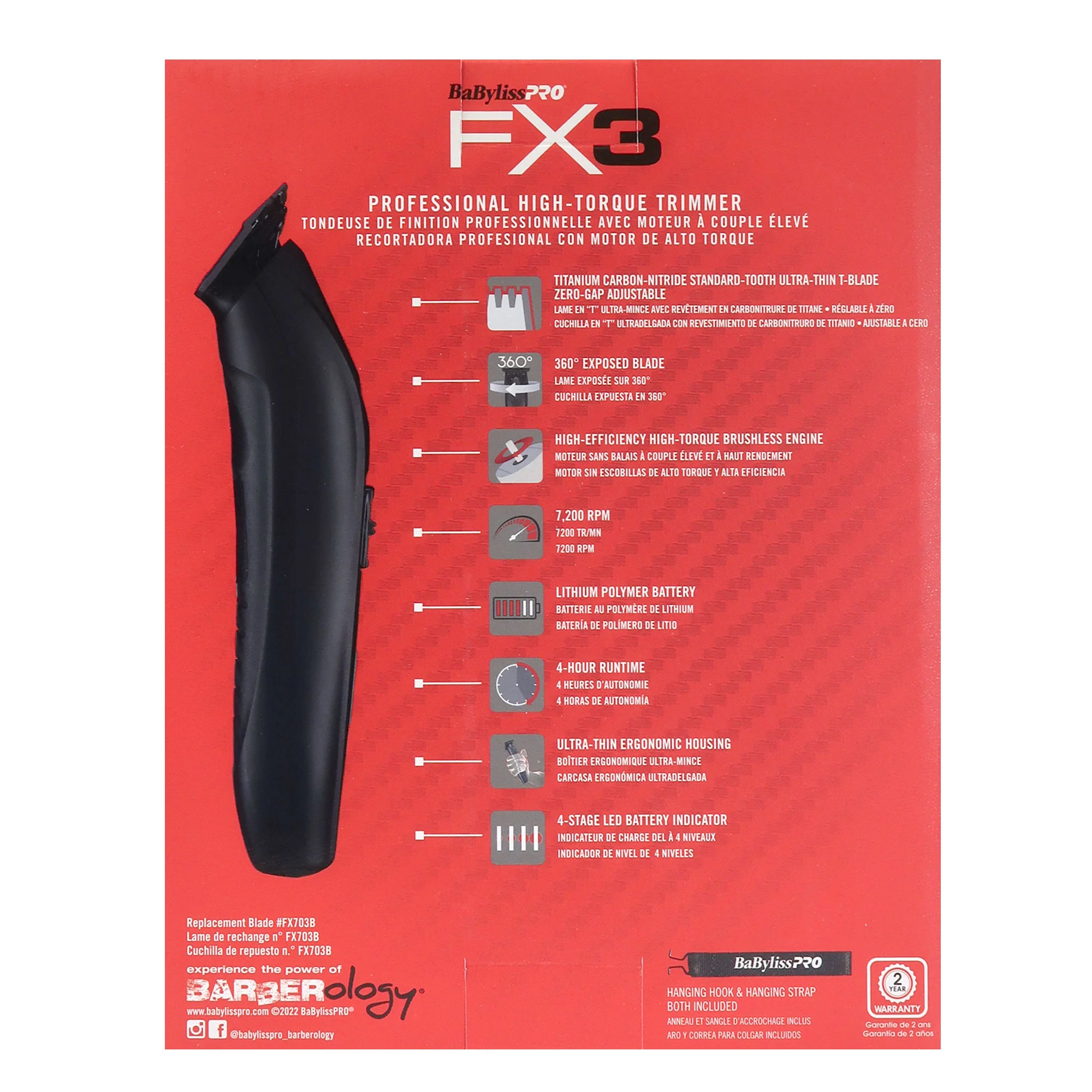 BabylissPro FX3 Professional High-Torque, High-Speed Dual Voltage Foil Shaver & Trimmer Set – FXX3SB & FXX3TB - Image 6
