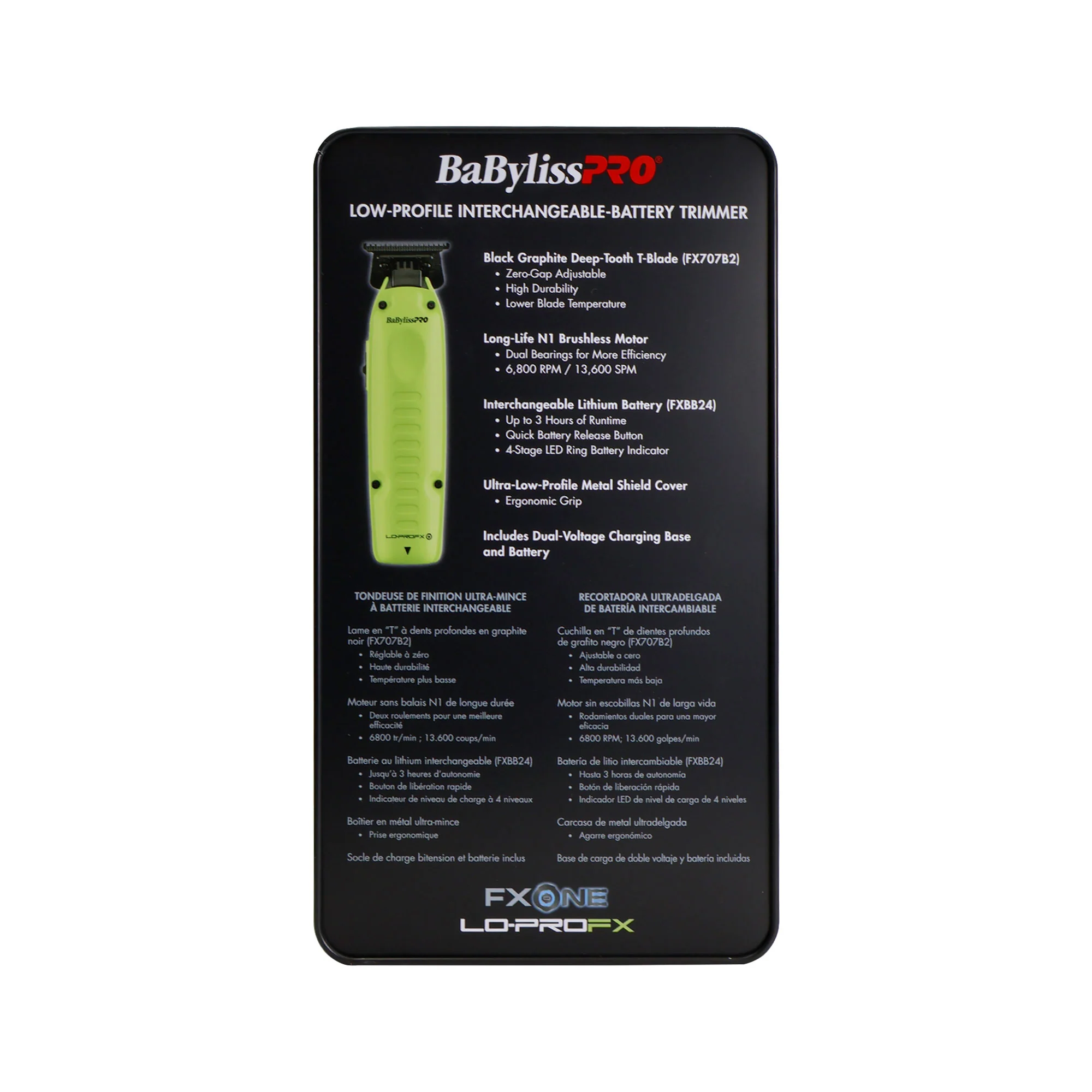 BaBylissPRO FXONE Neon Yellow Clipper FX829 & Trimmer FX729NY w/ Battery + Charger + Nano Titanium Light Ionic High Speed Hair Dryer - Image 7