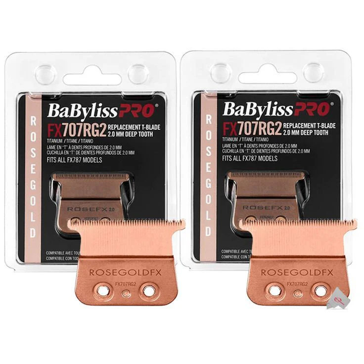 2x Babyliss Pro Rose Gold FX707RG2 Replacement Deep Tooth T-Blade 2.0MM