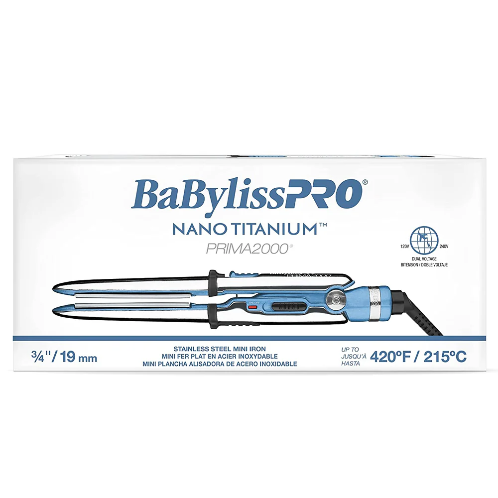 BaBylissPRO Nano Titanium Prima Ionic Stainless Steel Mini Iron 3/4" - Travel Size Flat Iron - Image 4
